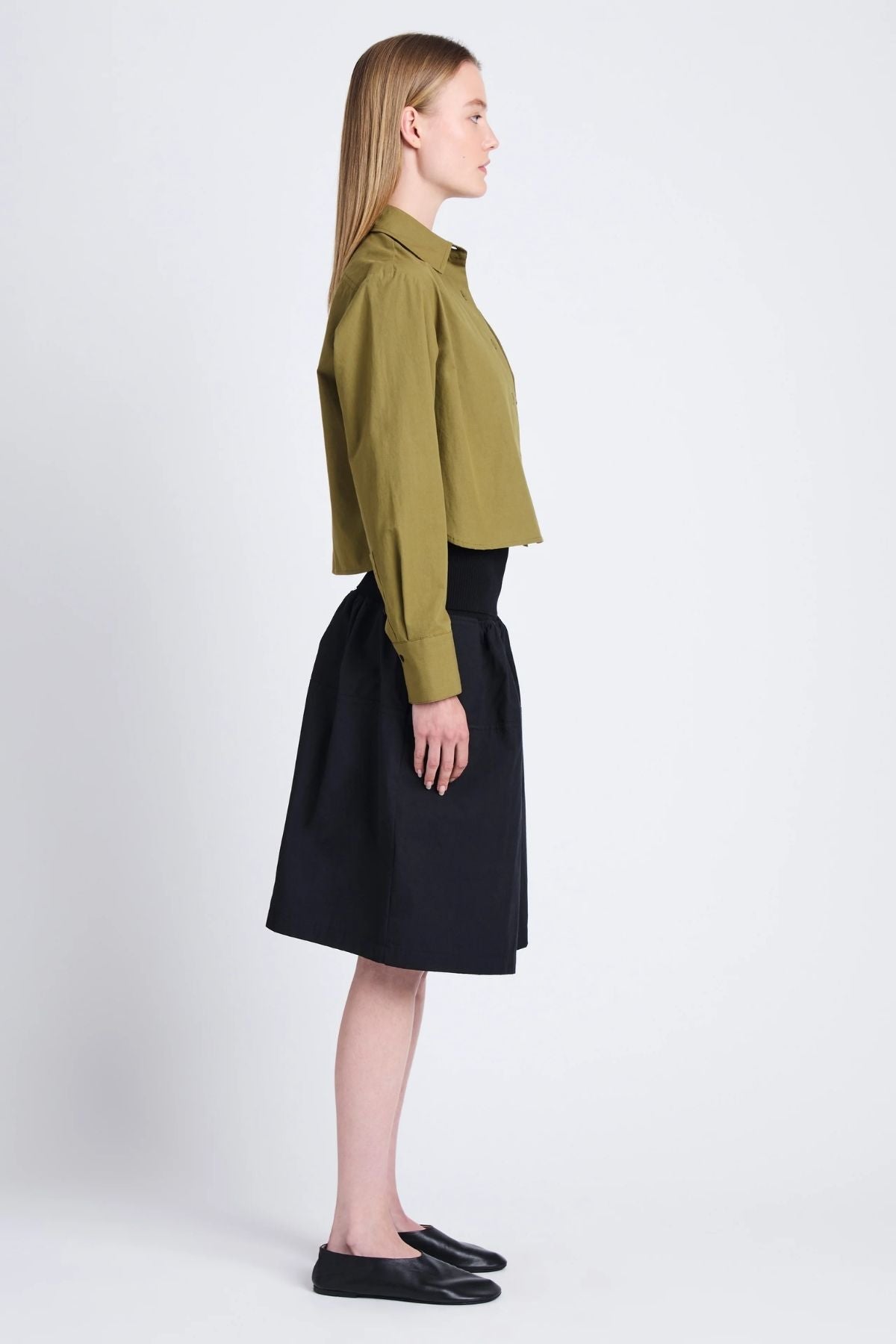 Proenza Schouler White Label Alma Shirt Preached Cotton - Olive