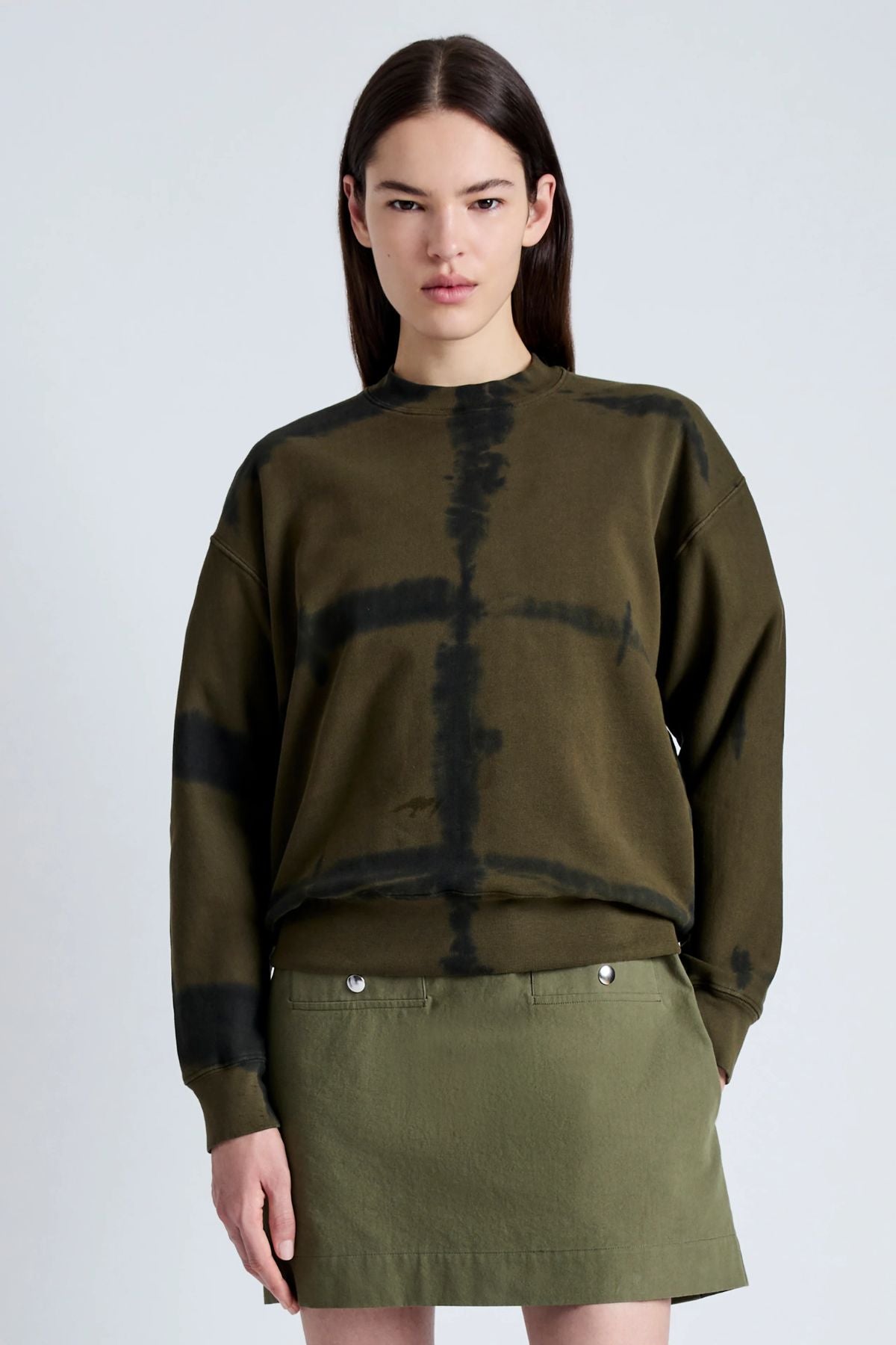 Proenza Schouler White Label Blake Tie Dye Sweatshirt - Sencha/ Black