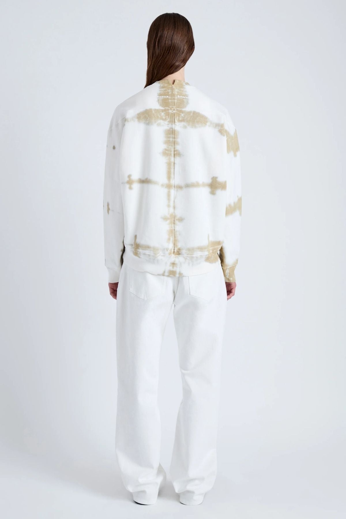 Proenza Schouler White Label Blake Tie Dye Sweatshirt - White/ Khaki