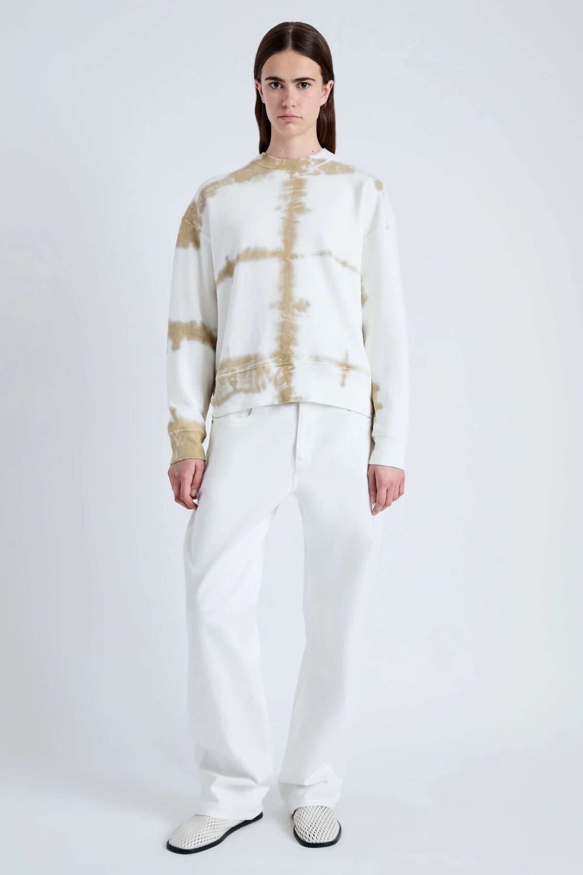 Proenza Schouler White Label Blake Tie Dye Sweatshirt - White/ Khaki