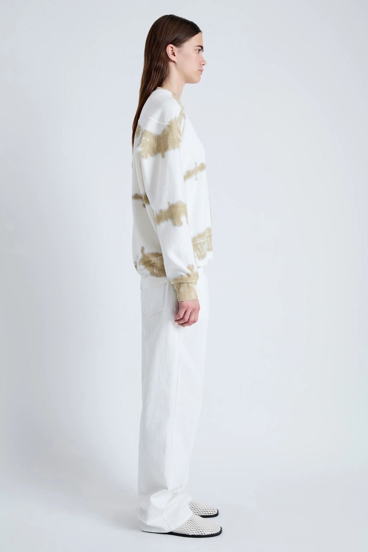 Proenza Schouler White Label Blake Tie Dye Sweatshirt - White/ Khaki