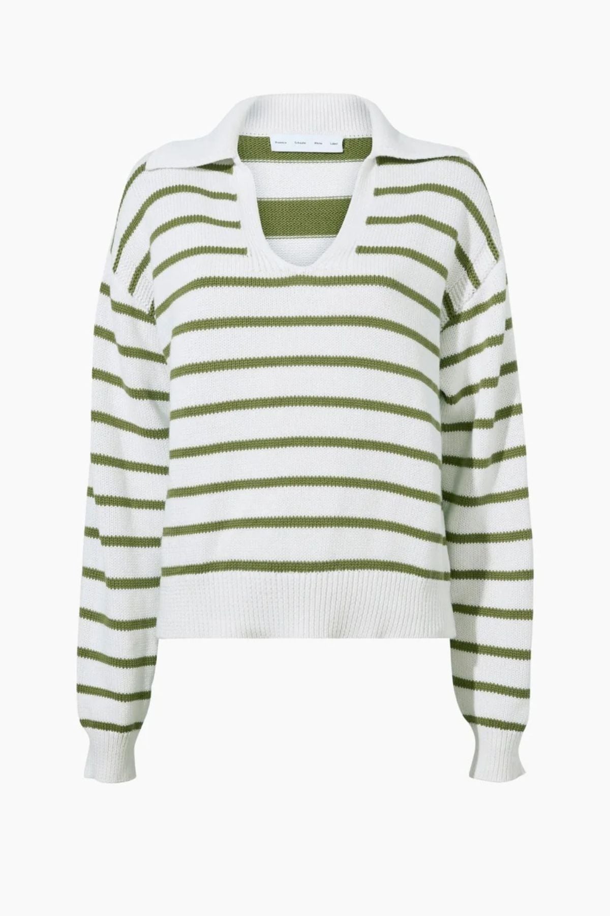 Proenza Schouler White Label Stripe Murphy Knit Sweater - Chalk/ Willow