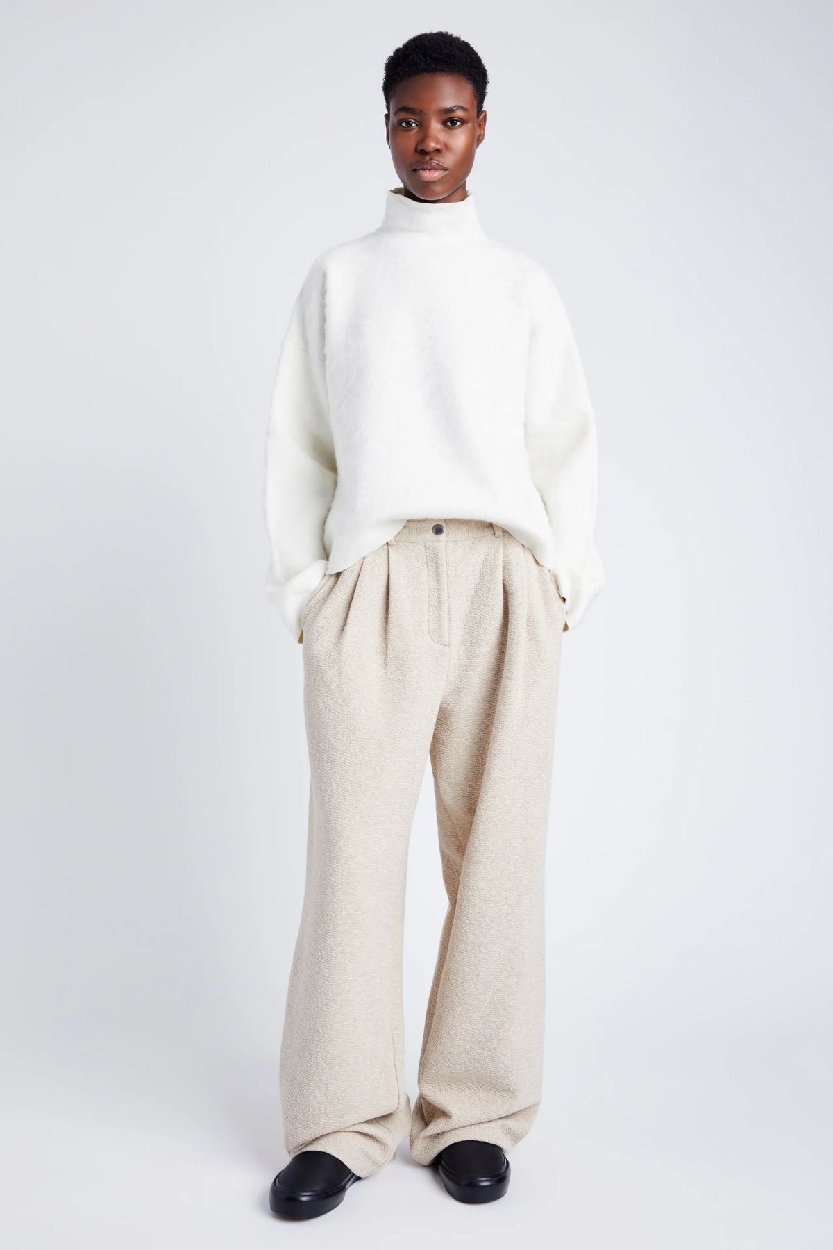Proenza Schouler White Label Tristan Knit Pant in Cloque - Oatmeal Melange