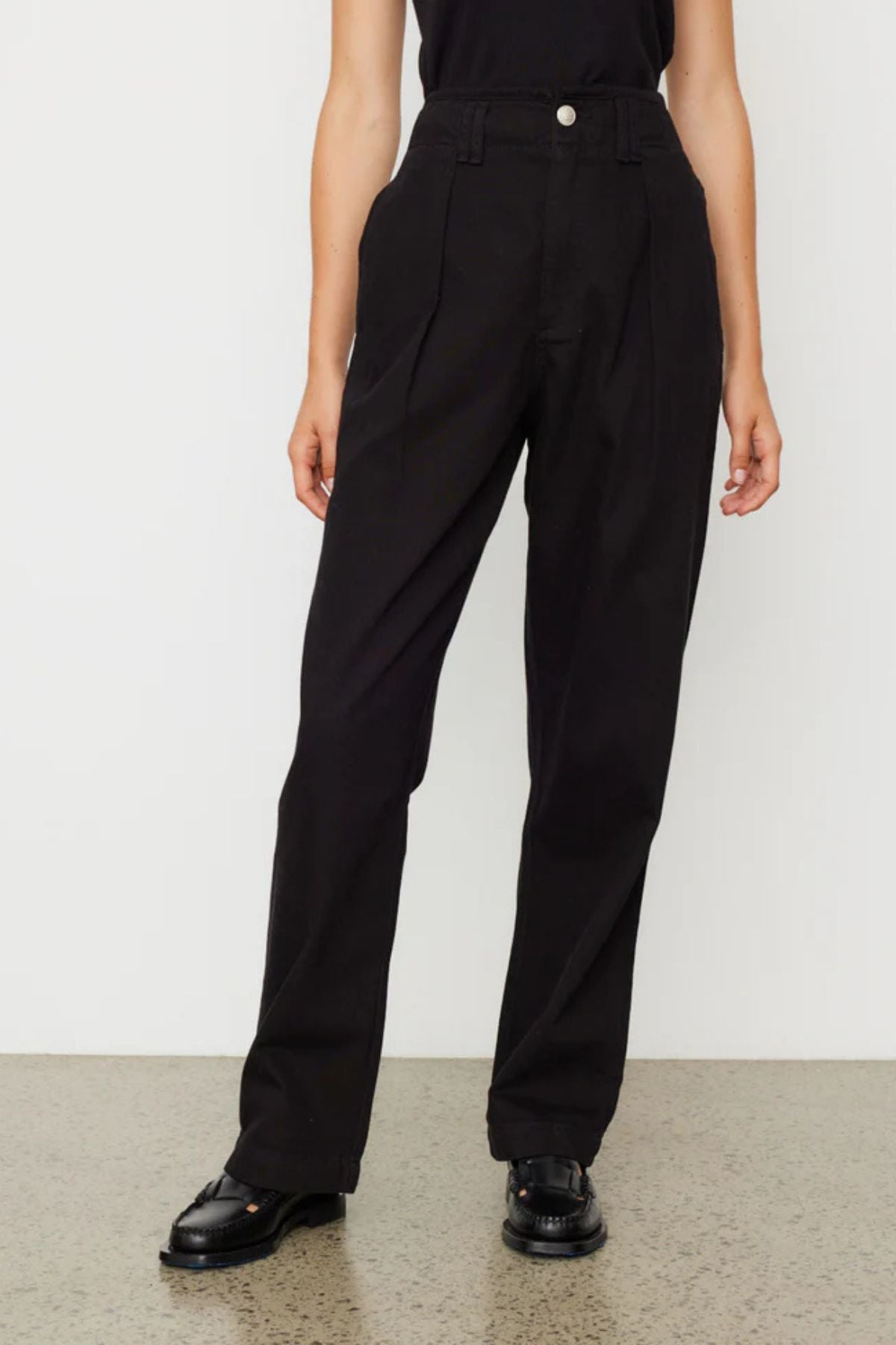 Rag & Bone WDD22H2933F2BL High Rise Pleated Denim Trouser Black