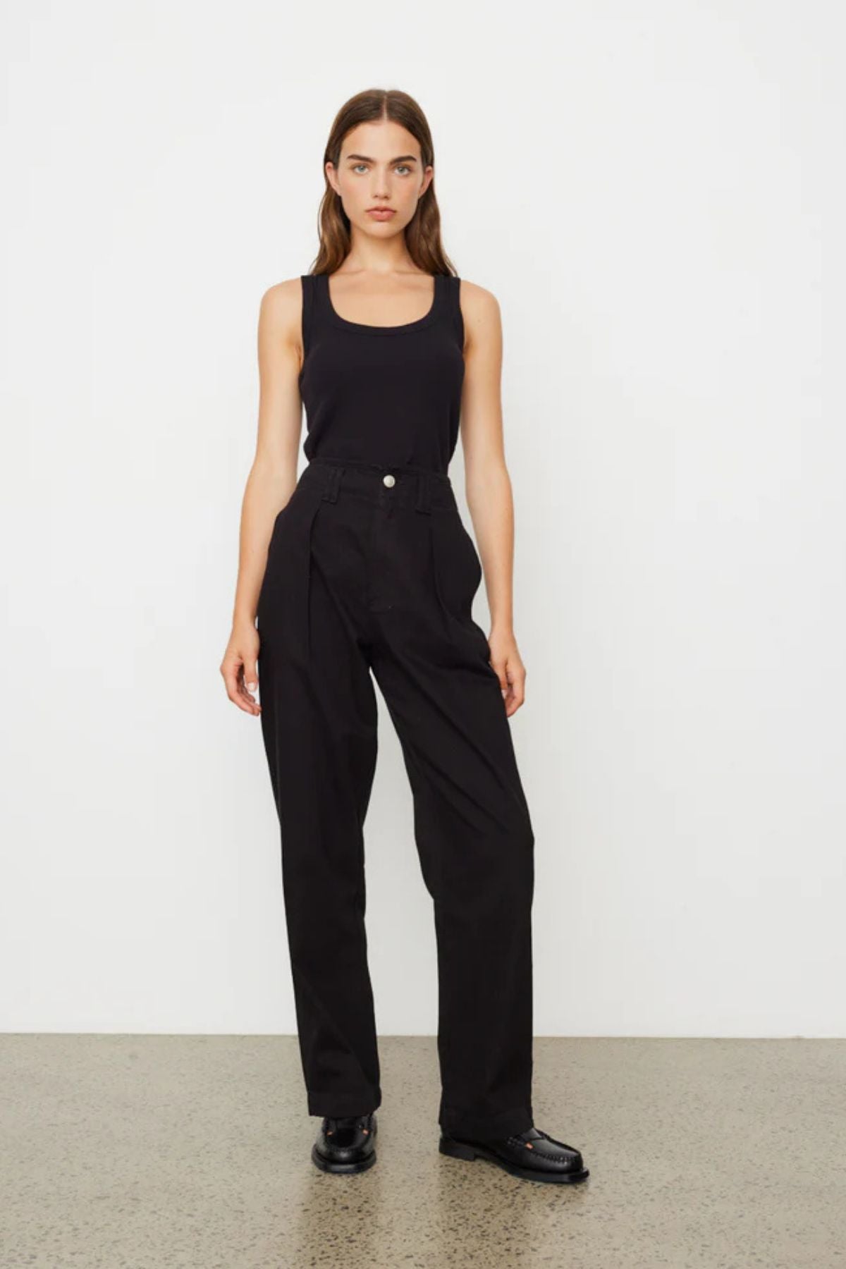 Rag & Bone WDD22H2933F2BL High Rise Pleated Denim Trouser Black
