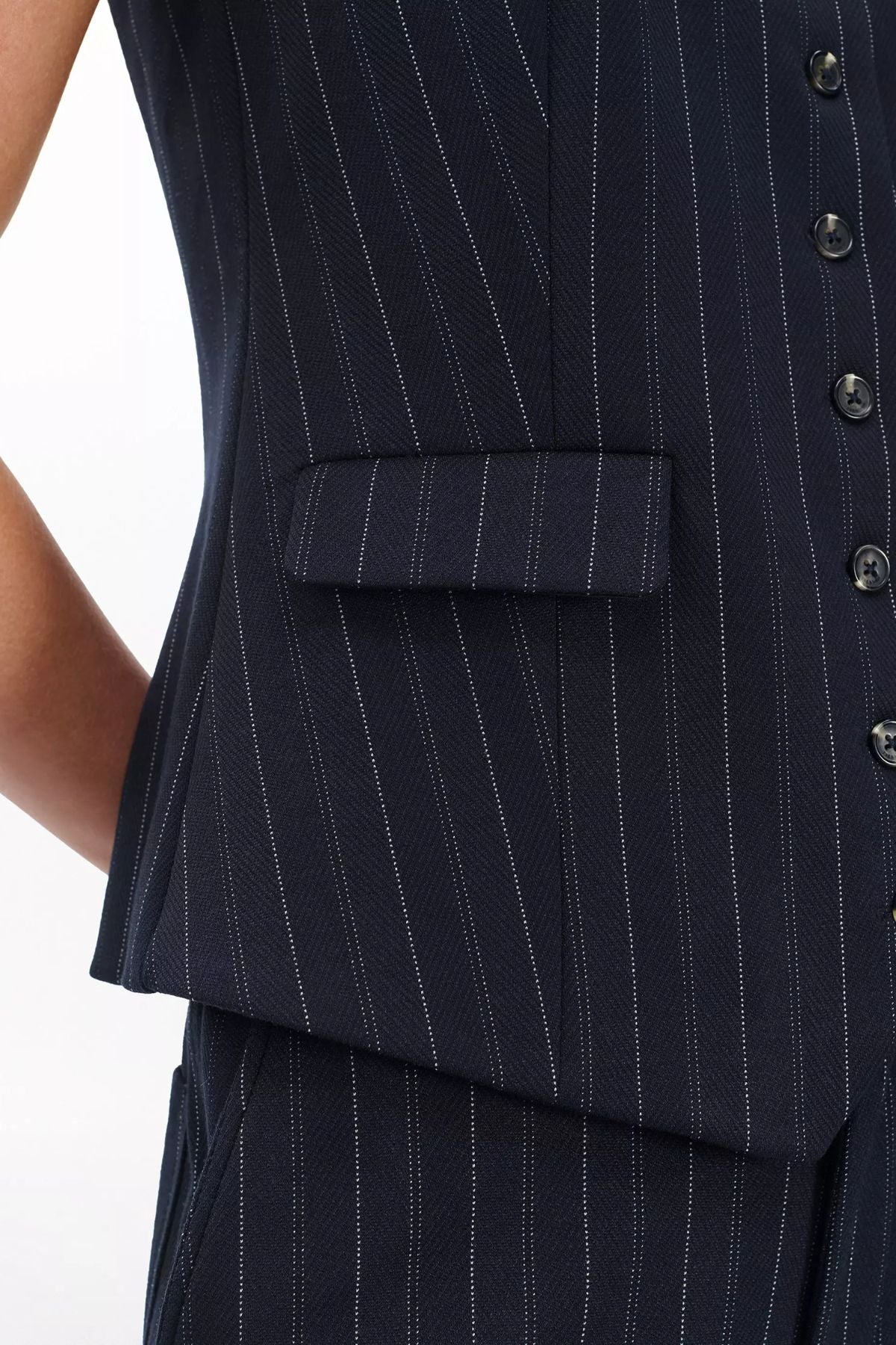 Rag & Bone Irina Ponte Long Vest - Navy Multi