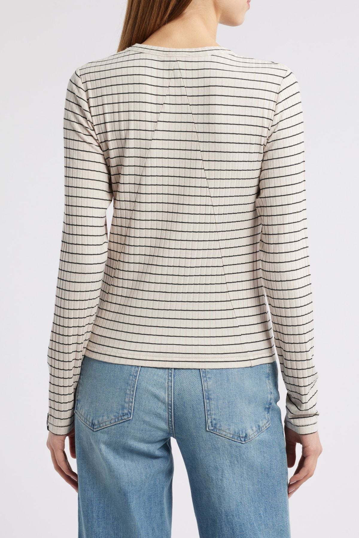 Rag & Bone Luca Stripe Rib Tee - Ivory Multi