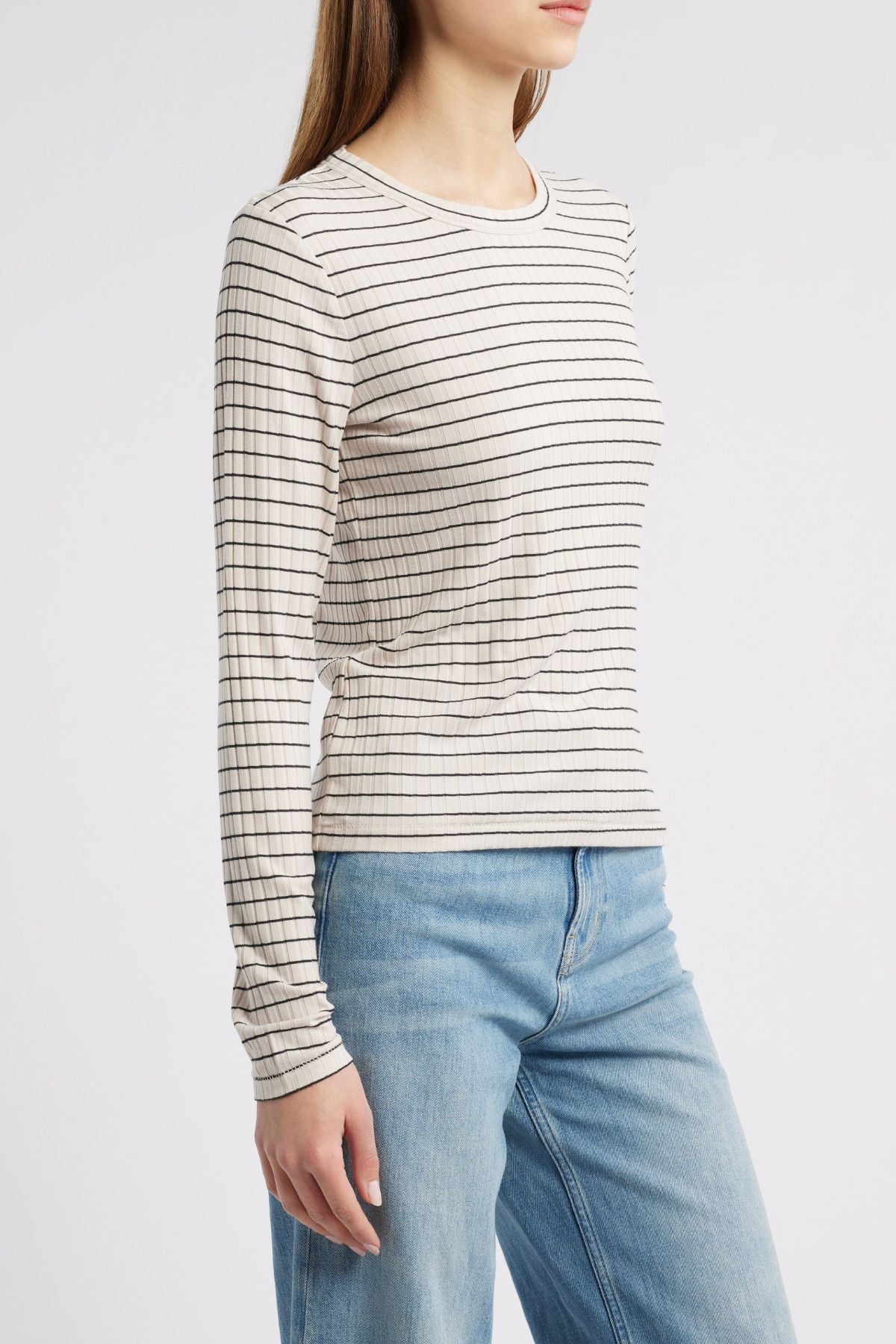 Rag & Bone Luca Stripe Rib Tee - Ivory Multi