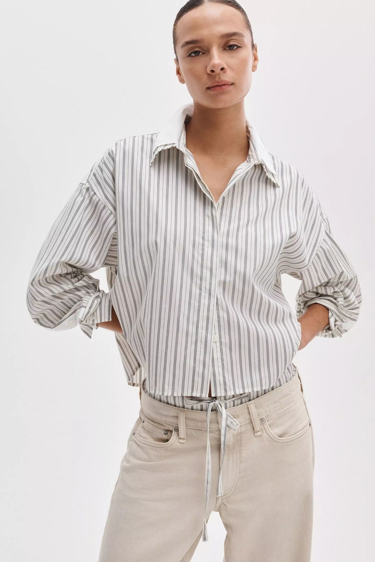 Rag & Bone Marin Stripe Layered Shirt - Cream Stripe