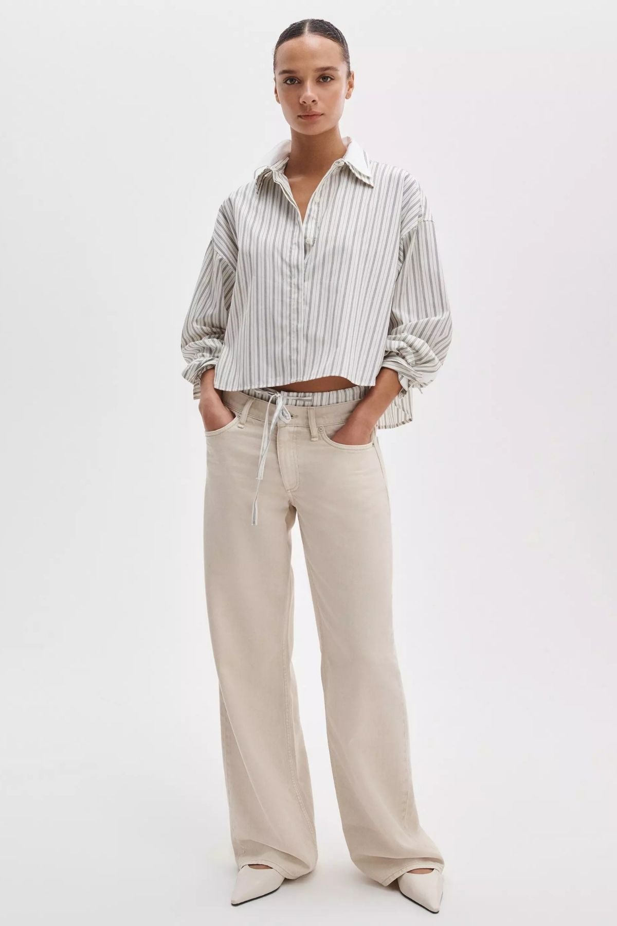 Rag & Bone Marin Stripe Layered Shirt - Cream Stripe