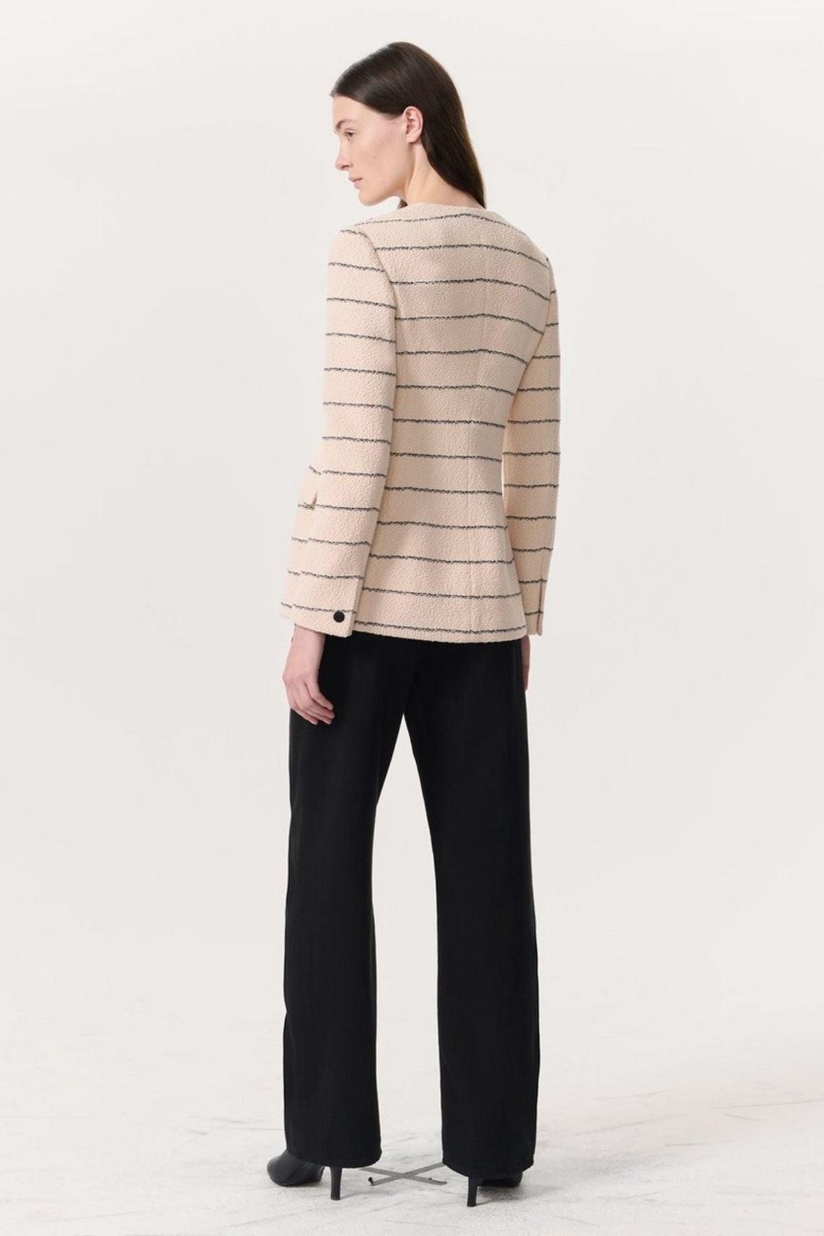 Rag & Bone Roslyn Tweed Blazer - Cream Stripe