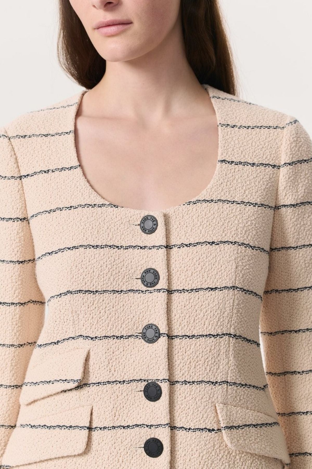 Rag & Bone Roslyn Tweed Blazer - Cream Stripe