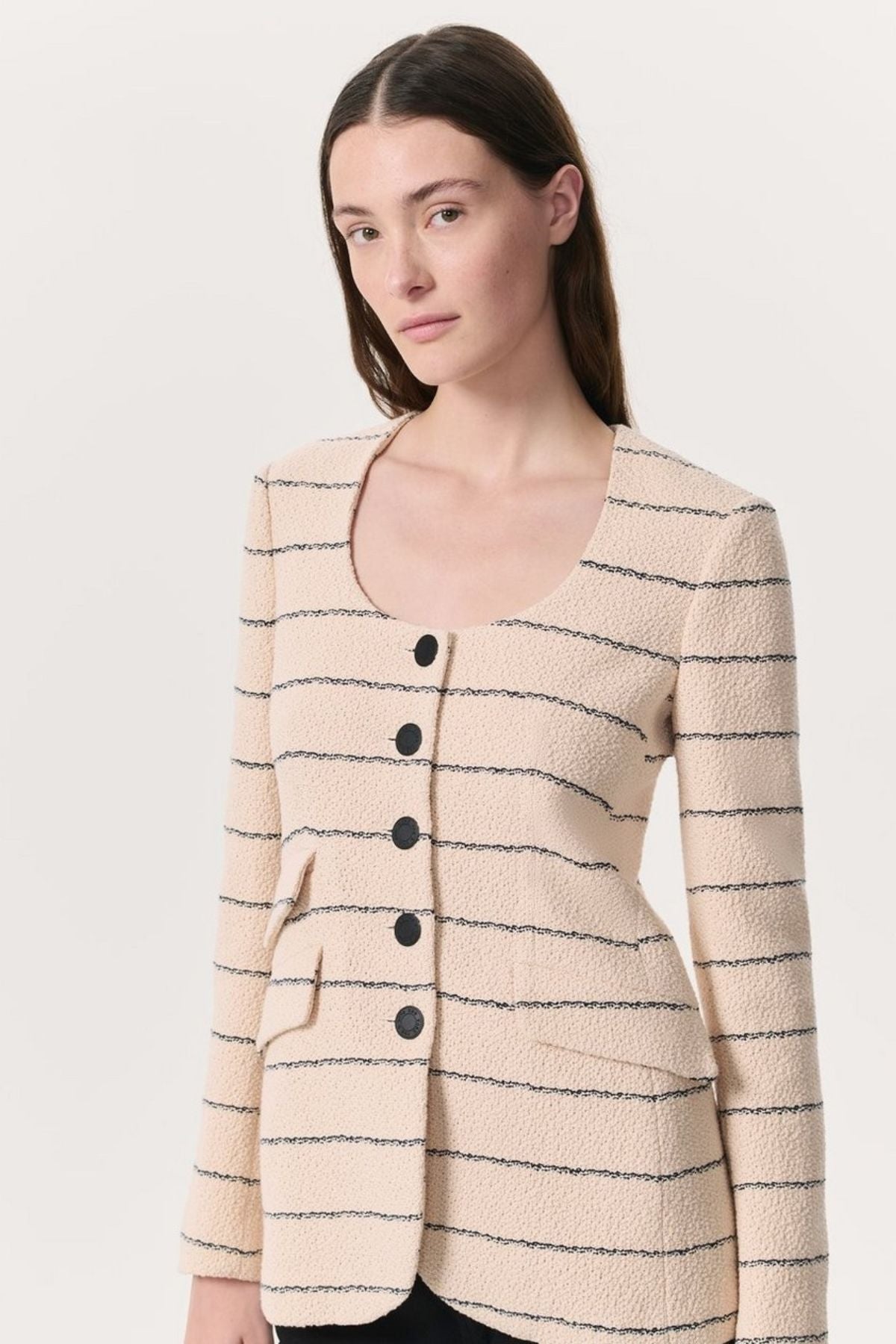 Rag & Bone Roslyn Tweed Blazer - Cream Stripe