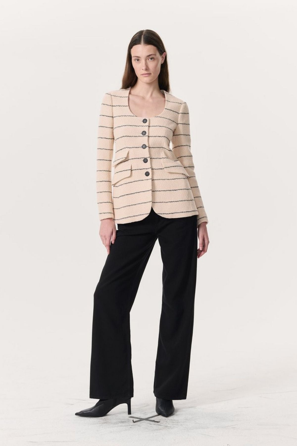 Rag & Bone Roslyn Tweed Blazer - Cream Stripe