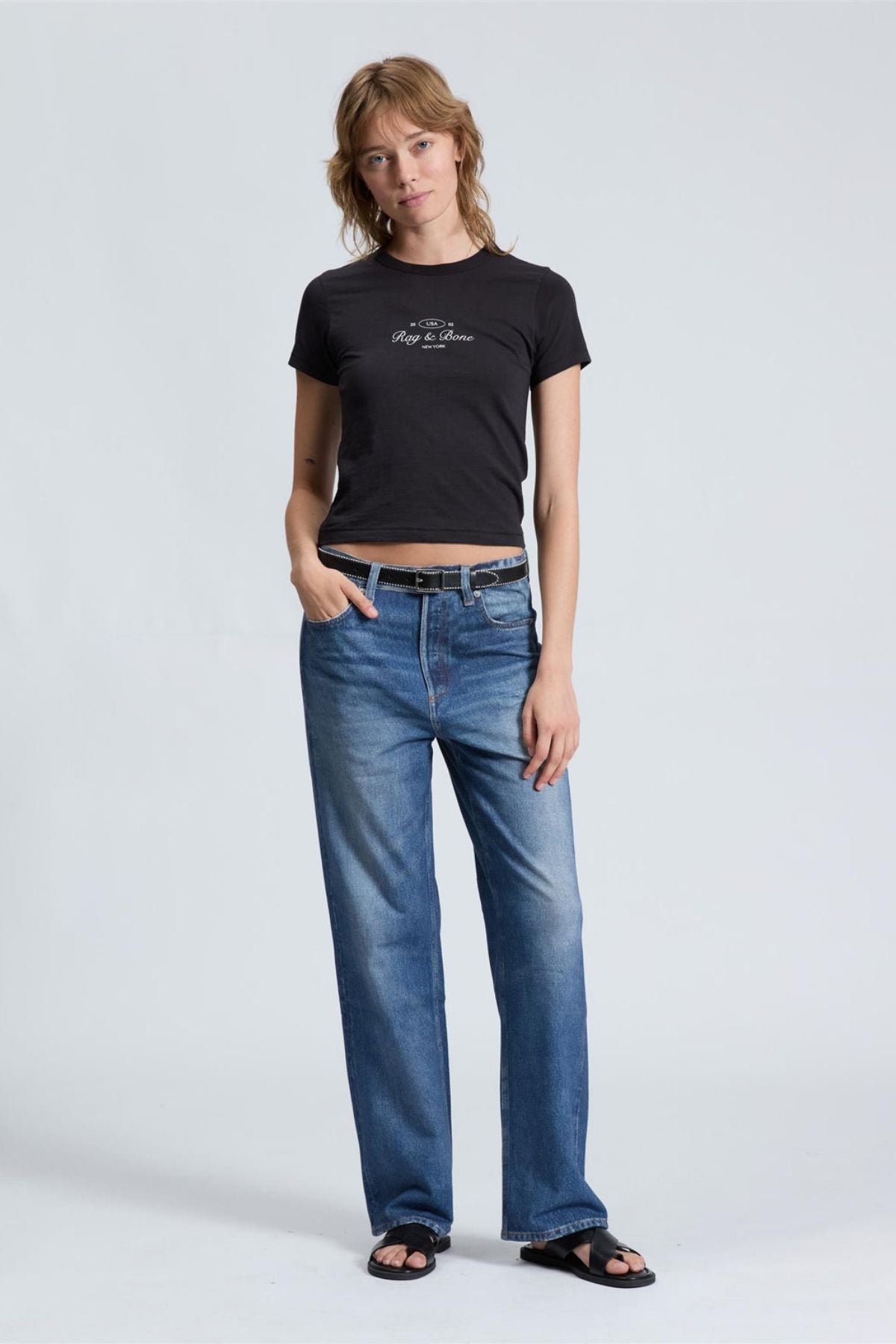 Rag & Bone Script Baby Tee - Black