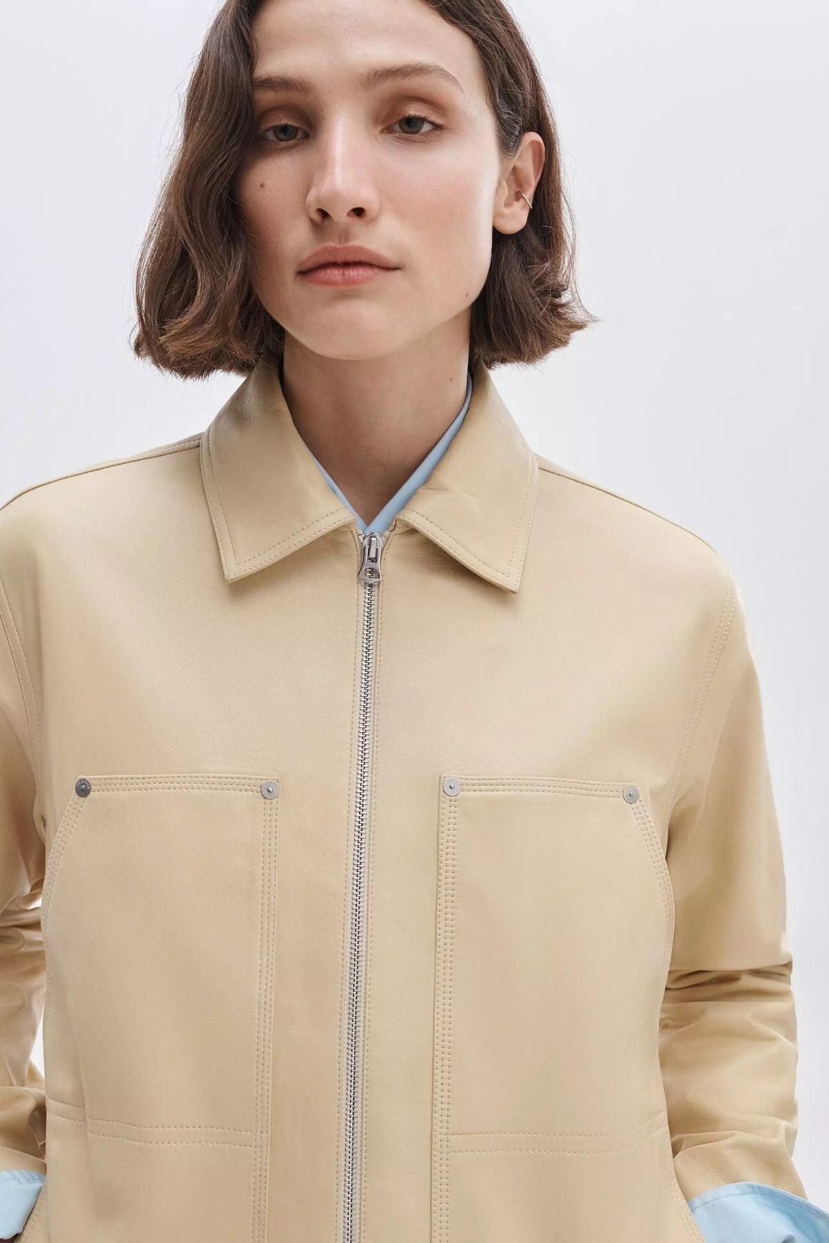 Rag & Bone Sid Leather Jacket - Pale Yellow
