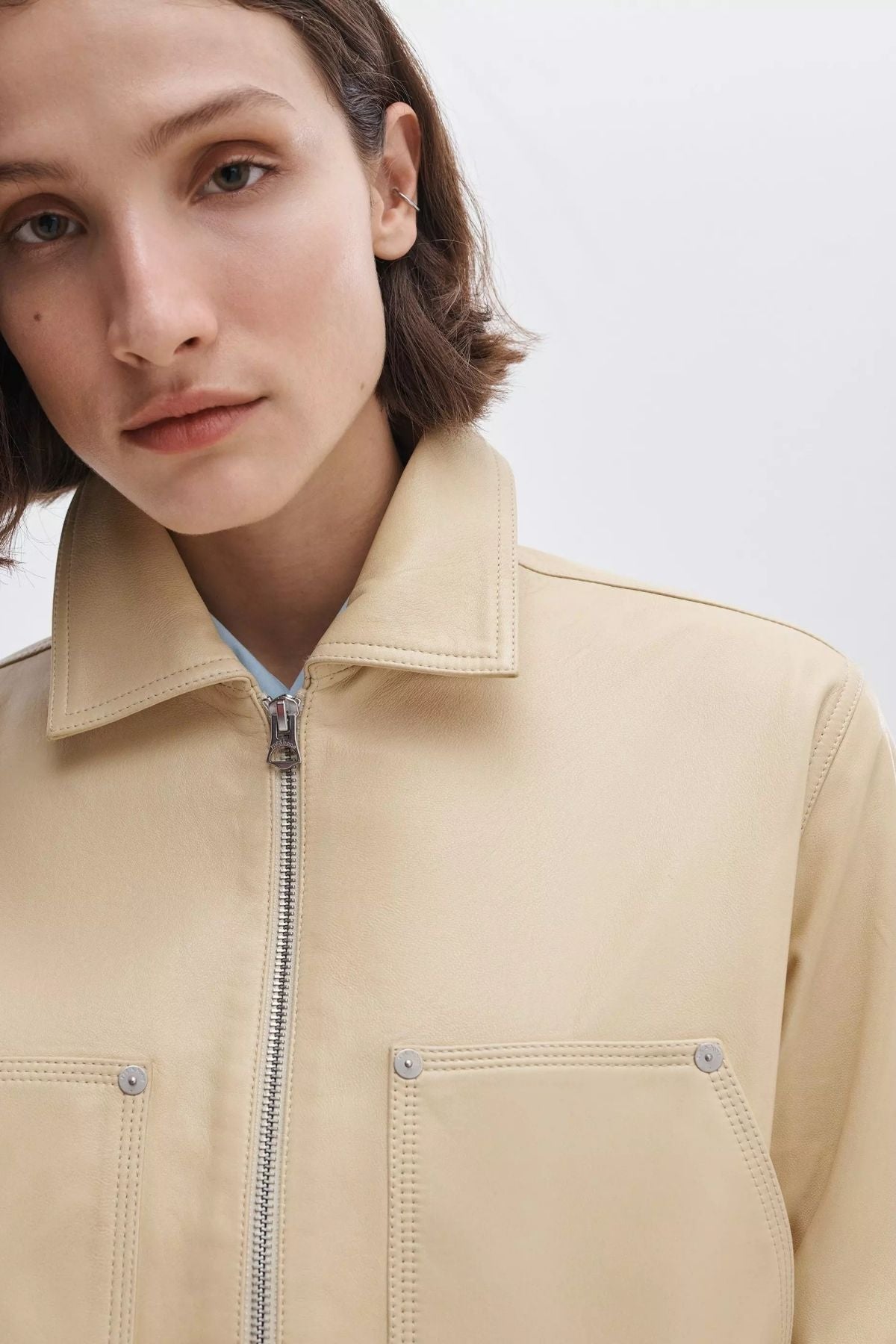 Rag & Bone Sid Leather Jacket - Pale Yellow