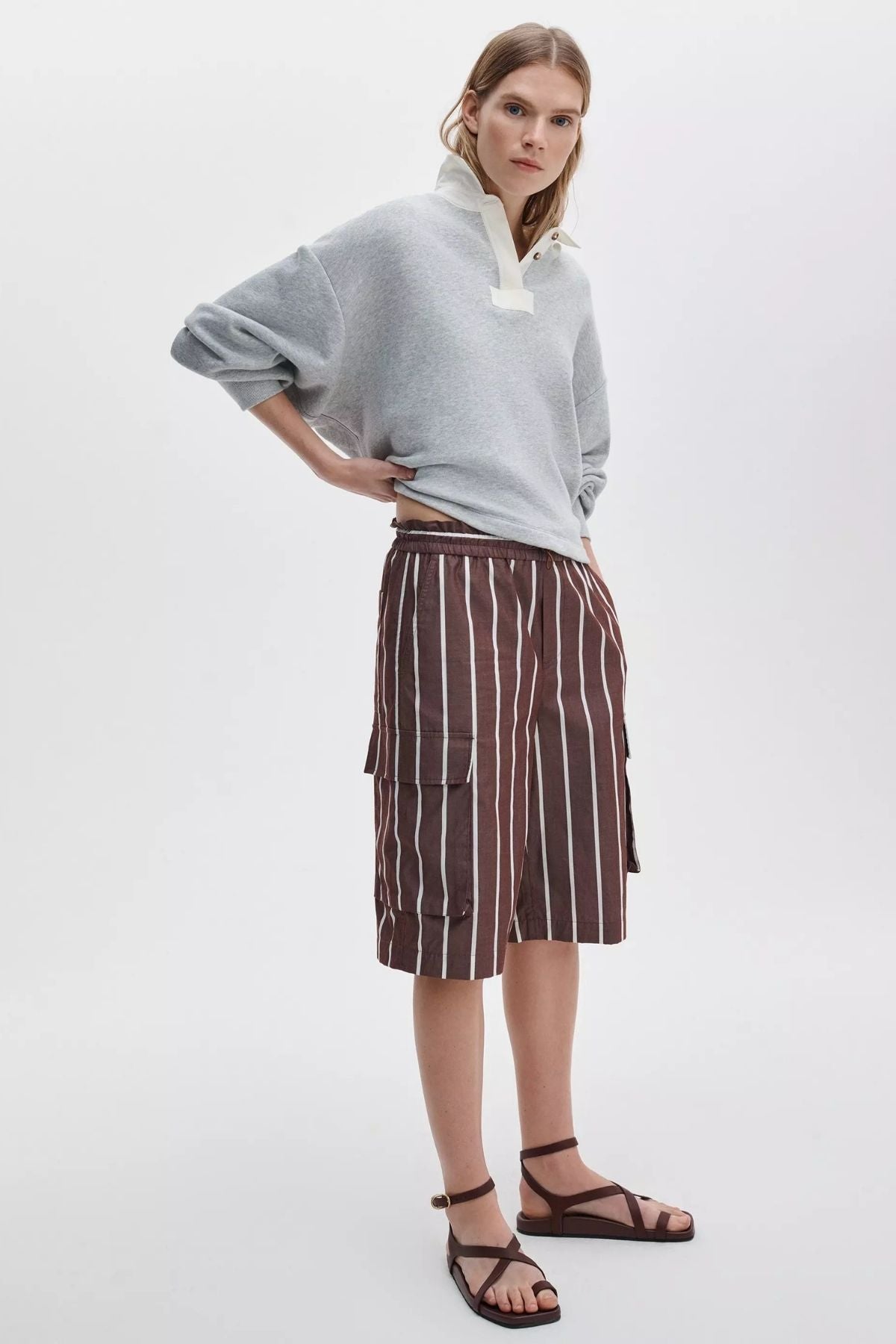 Rag & Bone Vintage Terry Oversized Polo Sweatshirt - Heather Grey