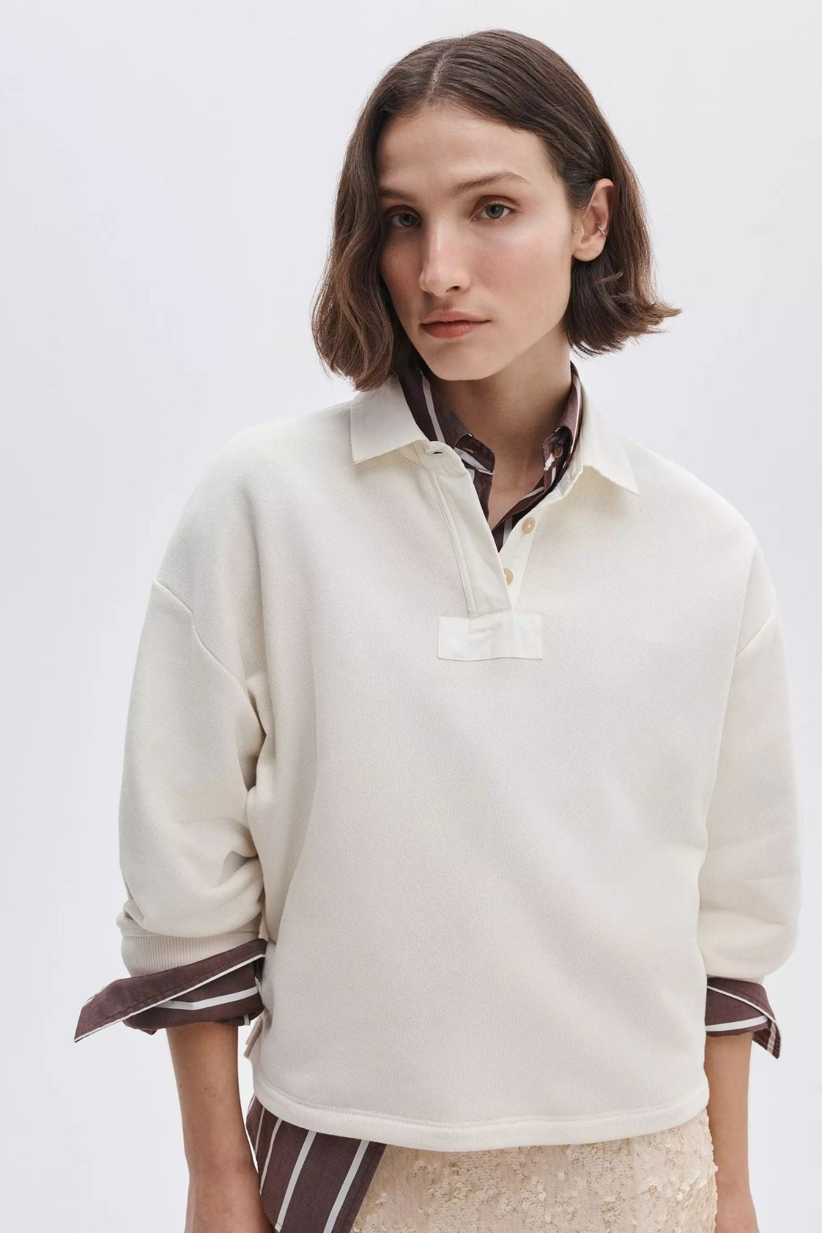 Rag & Bone Vintage Terry Oversized Polo Sweatshirt - Sand