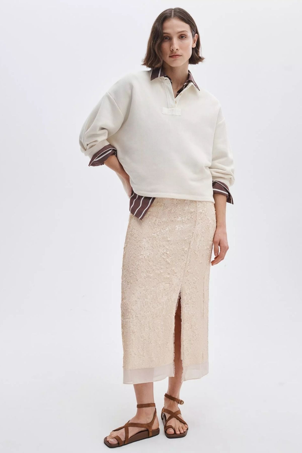 Rag & Bone Vintage Terry Oversized Polo Sweatshirt - Sand