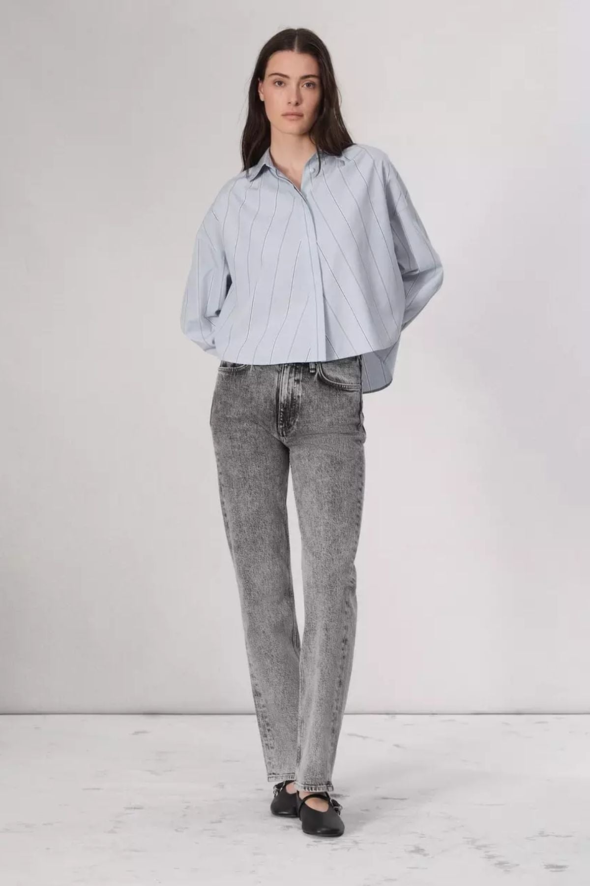 Rag & Bone Martha Poplin Shirt - Light Blue Stripe