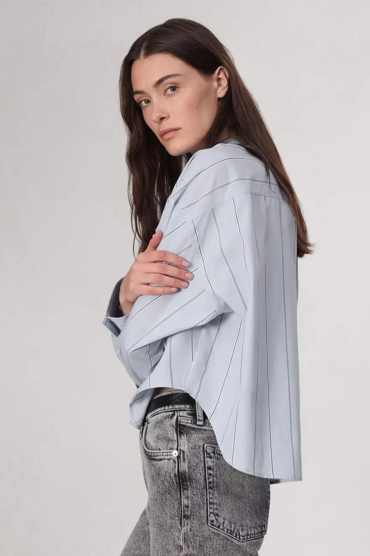 Rag & Bone Martha Poplin Shirt - Light Blue Stripe