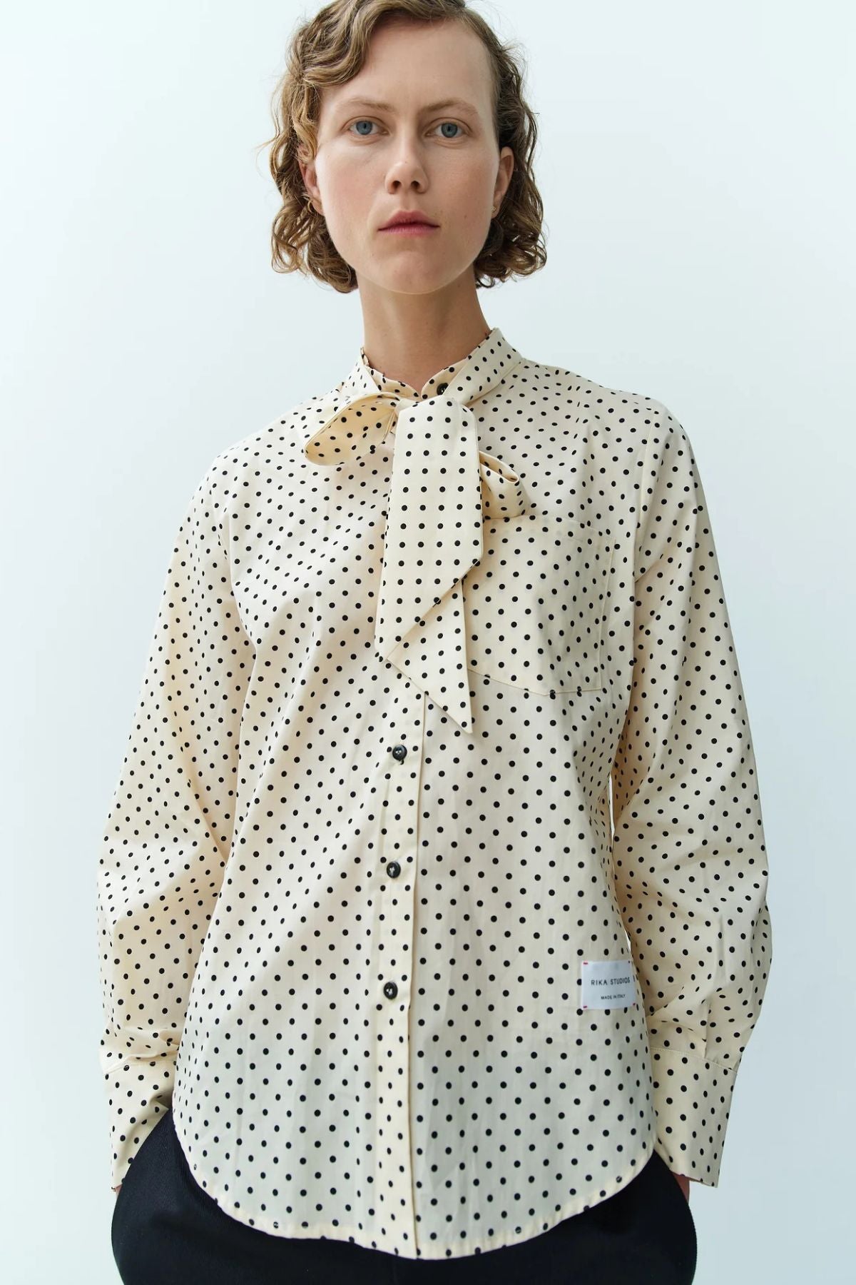 Rika Studios Carolina Polka Dot Shirt - Cream/ Black