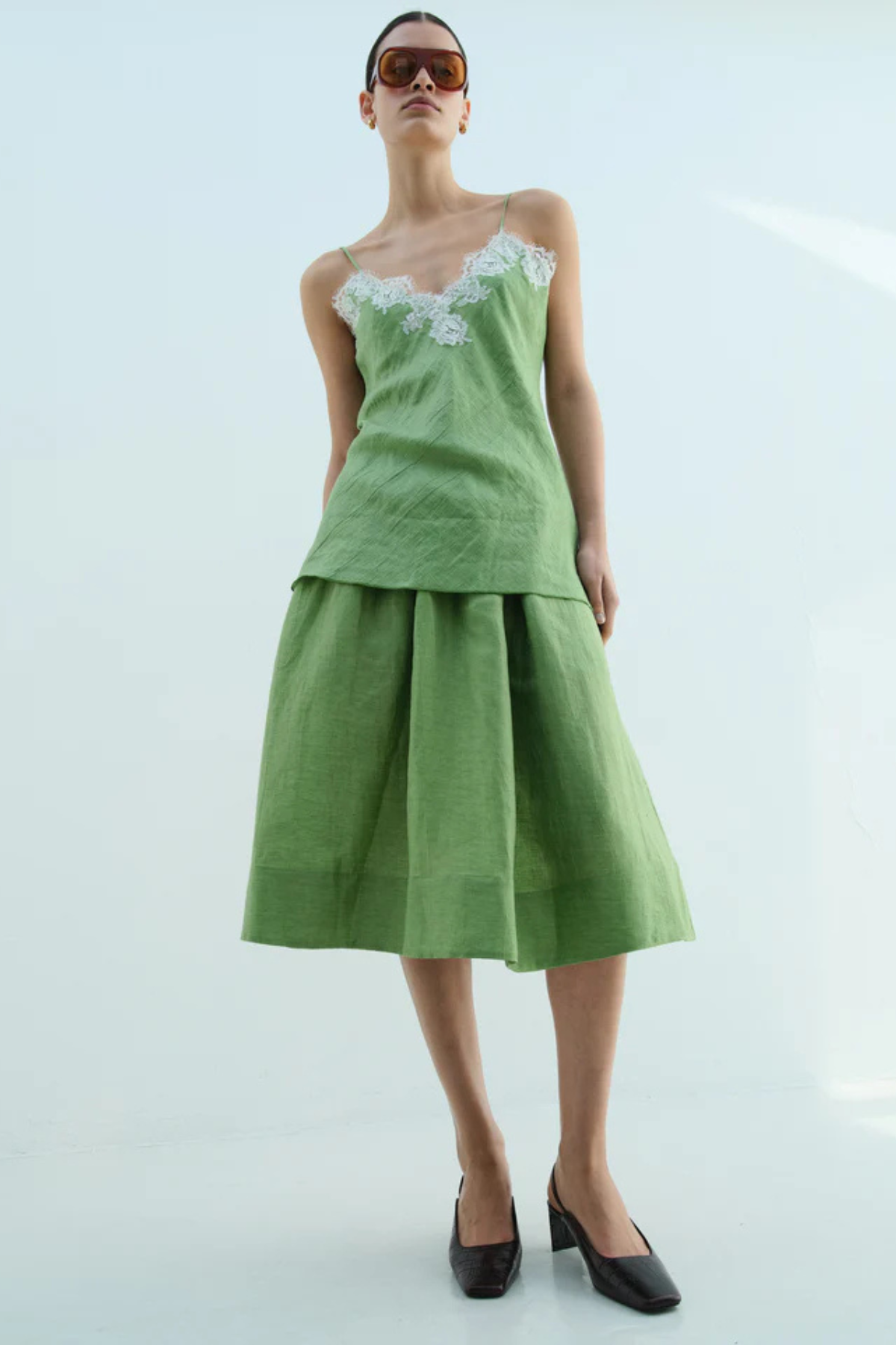 Rika Studios Lace Camisole - Cool Green