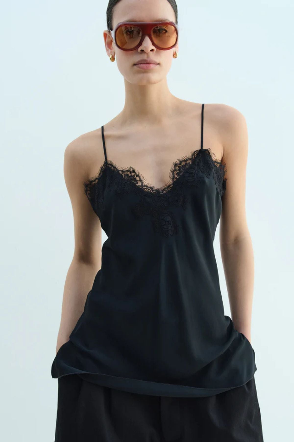 Rika Studios Lace Camisole Silk - Black