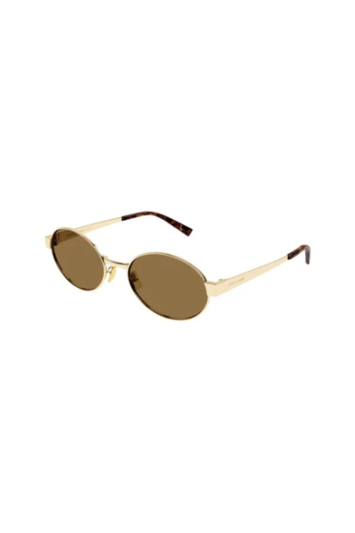 Saint Laurent Oval Gold Framed Sunglasses - Gold