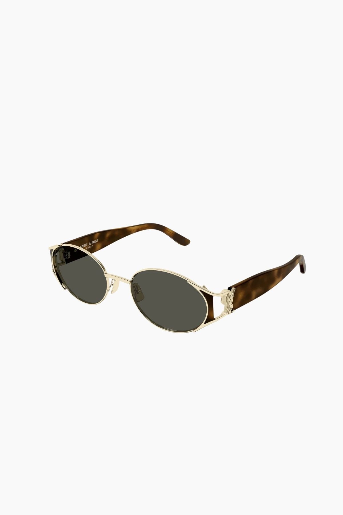 Saint Laurent Oval Sunglasses - Grey/ Gold