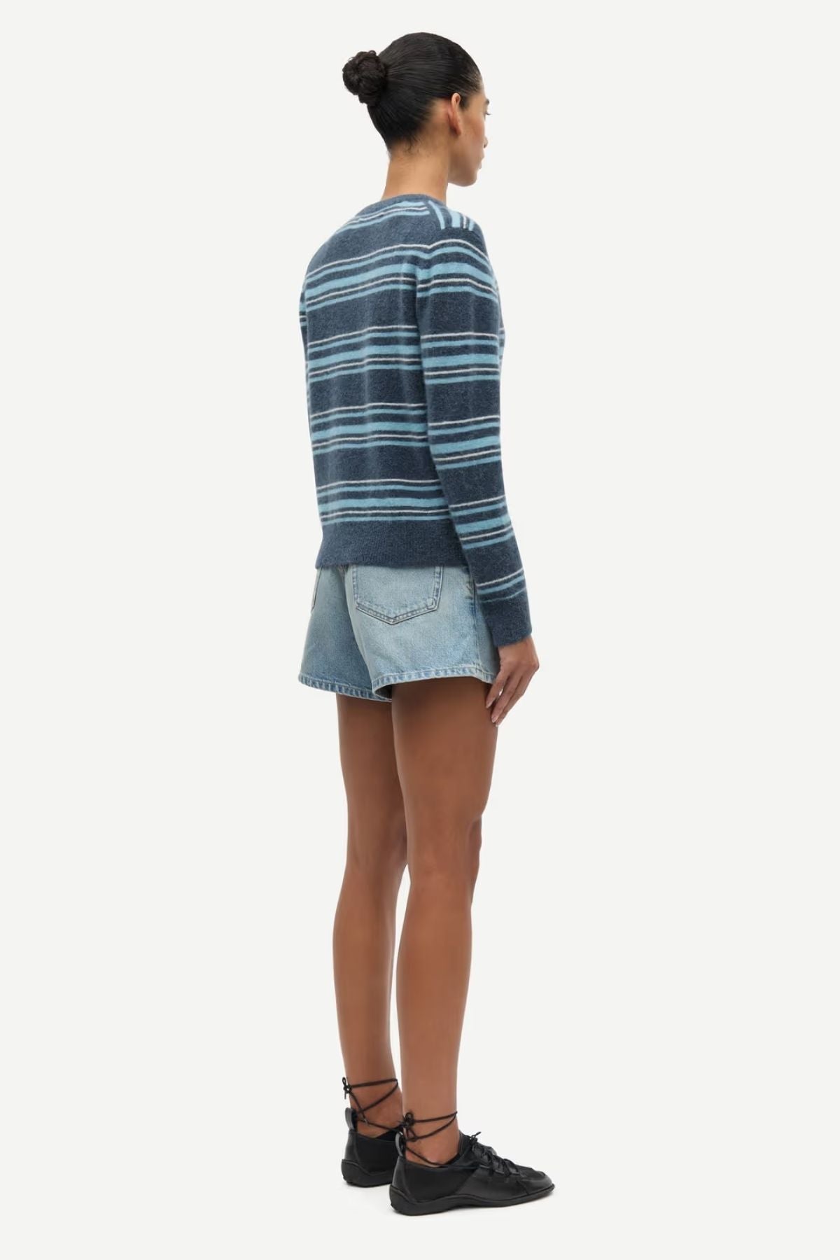 Samsøe Samsøe Nor Short Cardigan - Ombre Blue Stripe