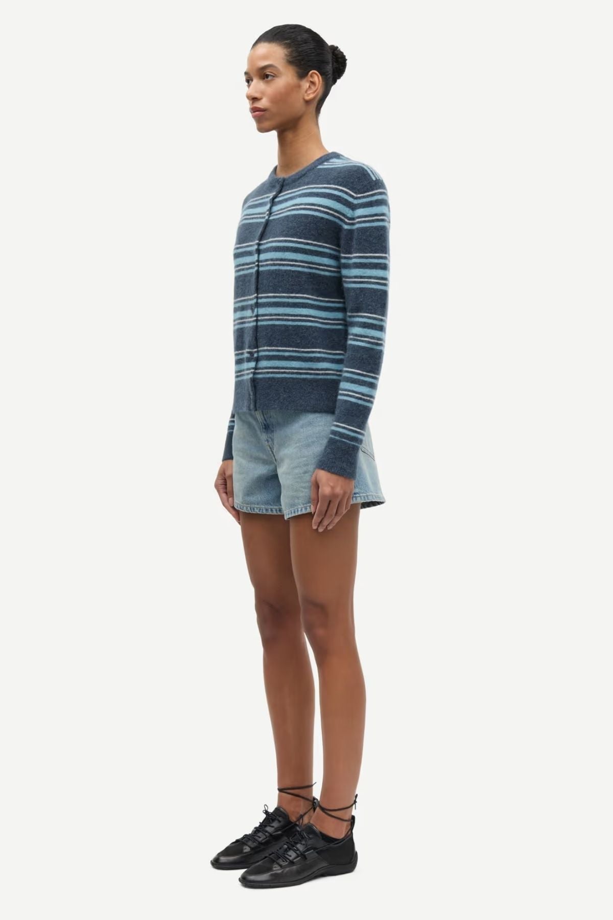 Samsøe Samsøe Nor Short Cardigan - Ombre Blue Stripe