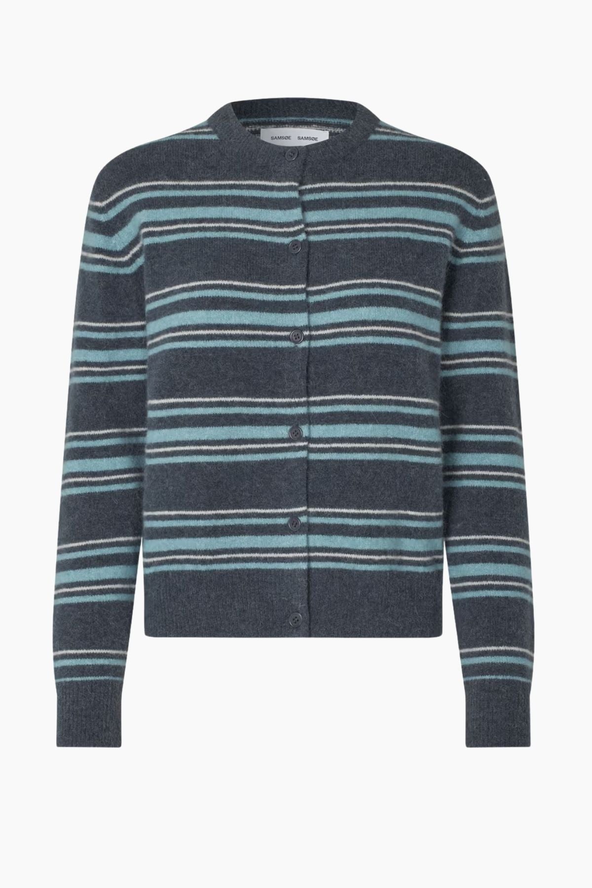 Samsøe Samsøe Nor Short Cardigan - Ombre Blue Stripe