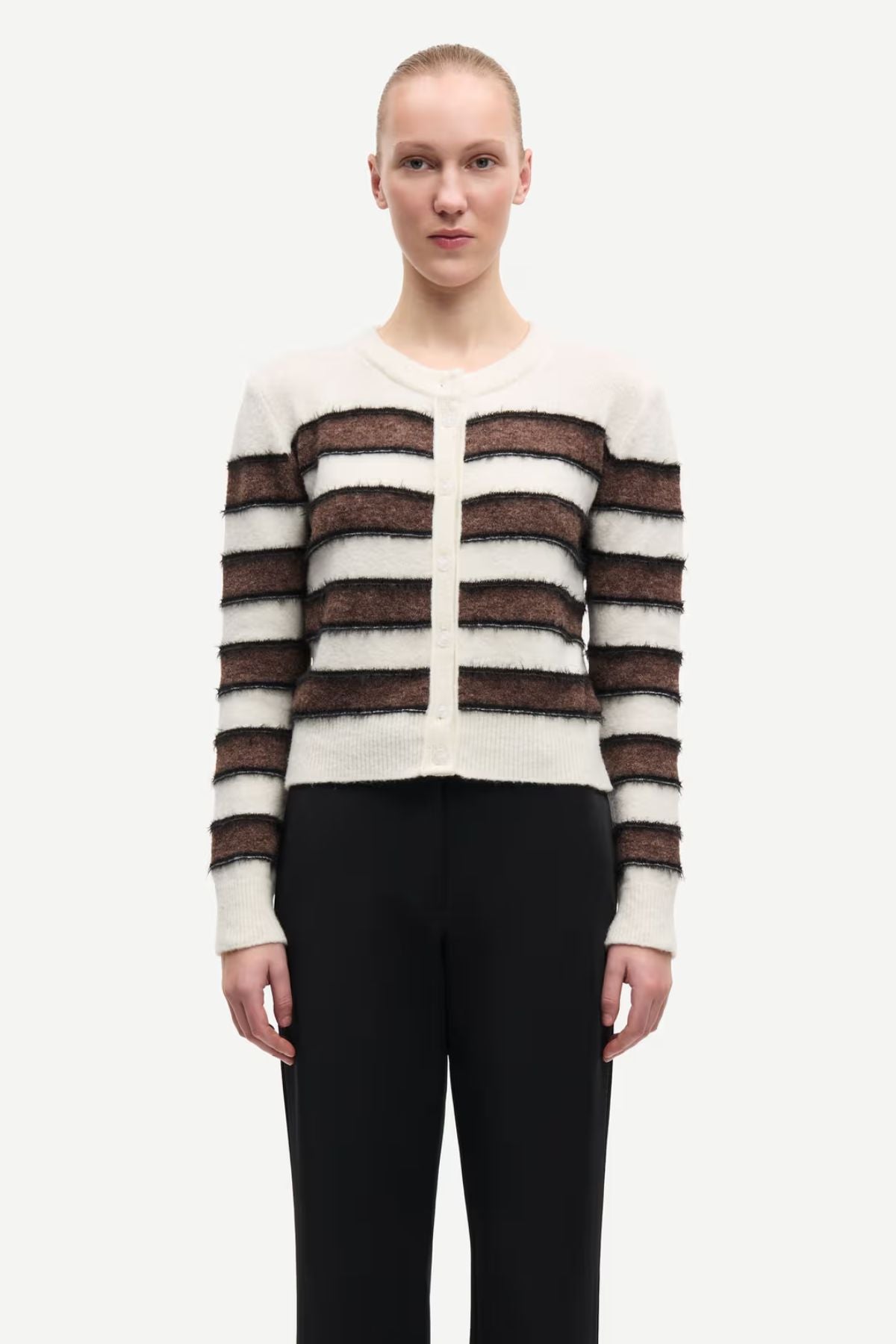 Samsøe Samsøe Sacian Cardigan - Black Coffee Stripe