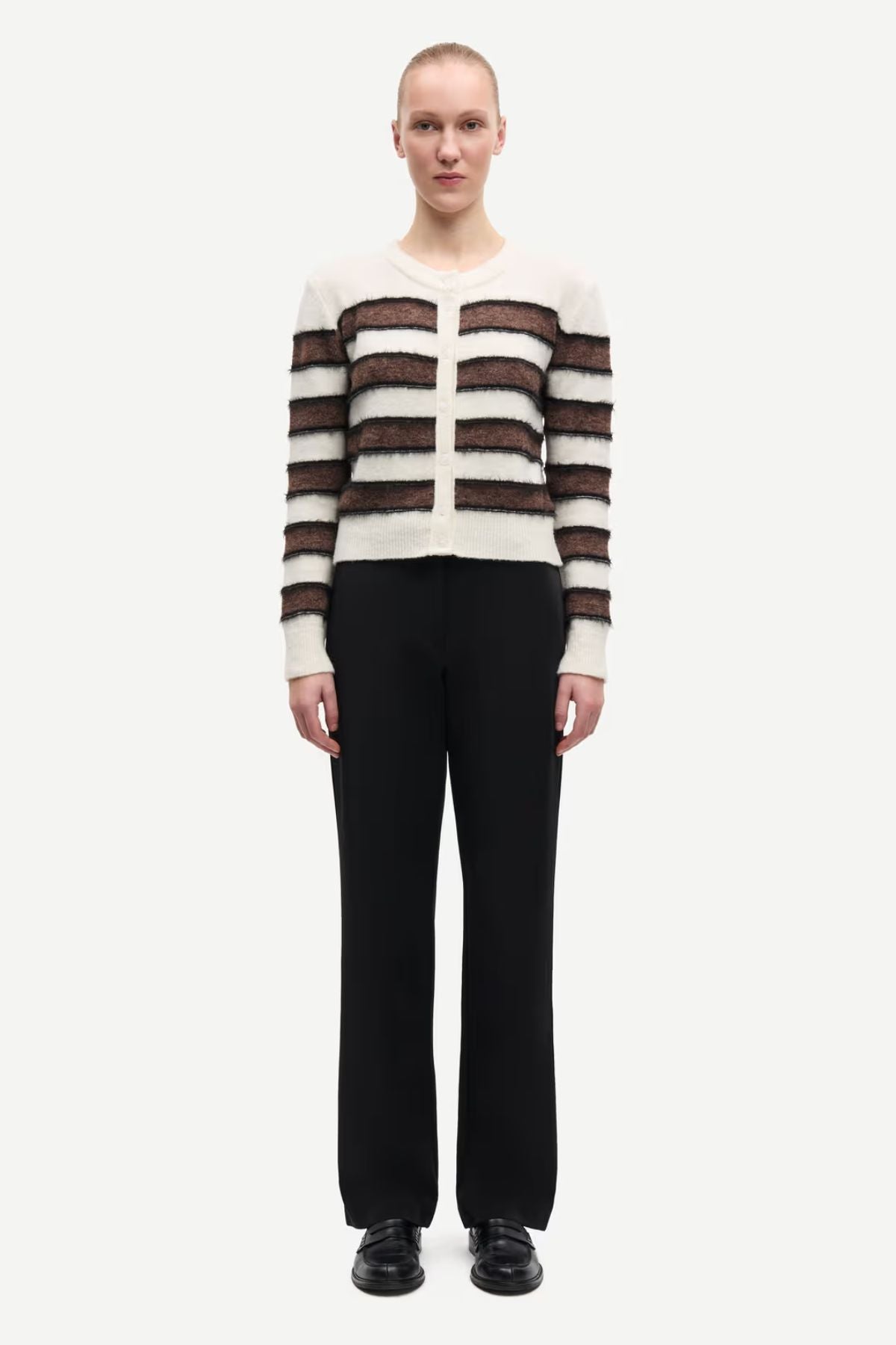 Samsøe Samsøe Sacian Cardigan - Black Coffee Stripe