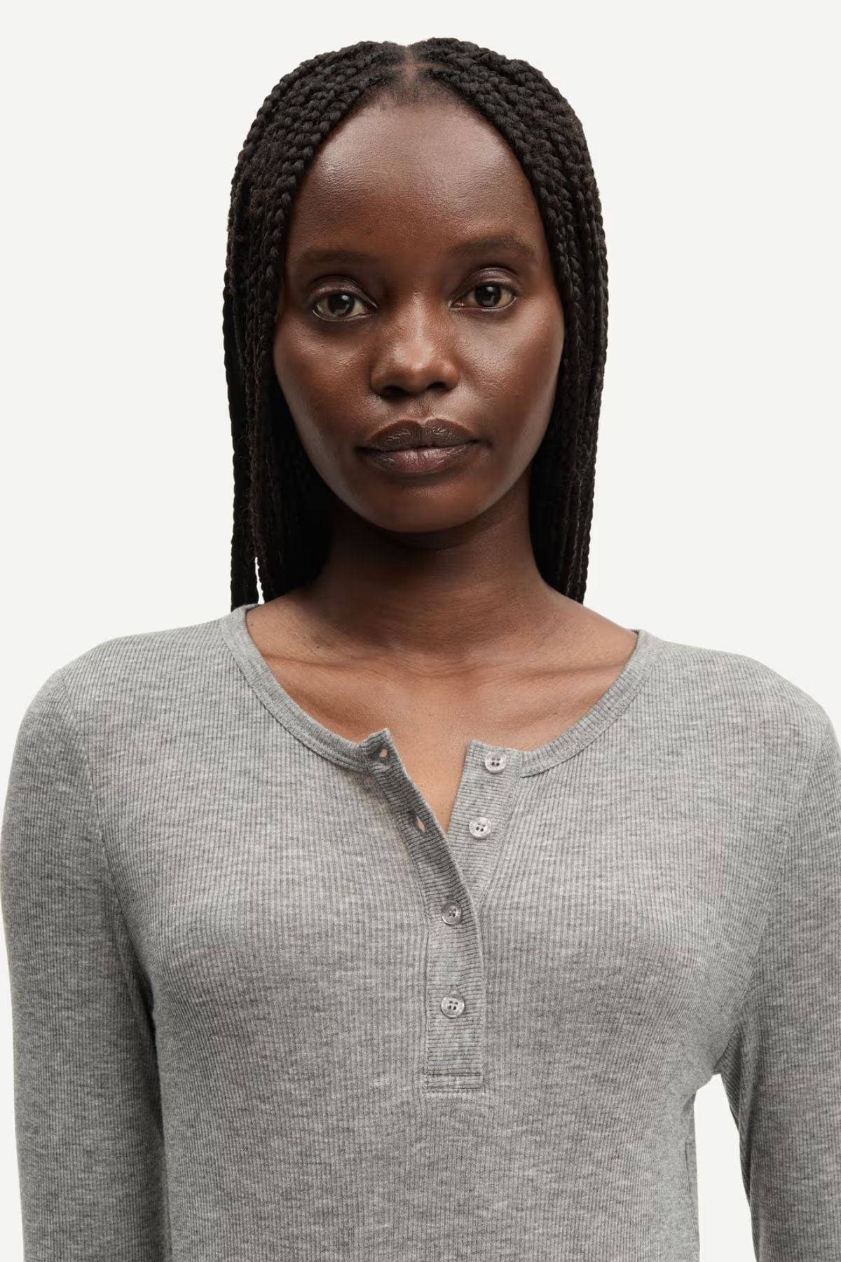 Samsøe Samsøe Sadodo LS Top - Mid Grey Mel