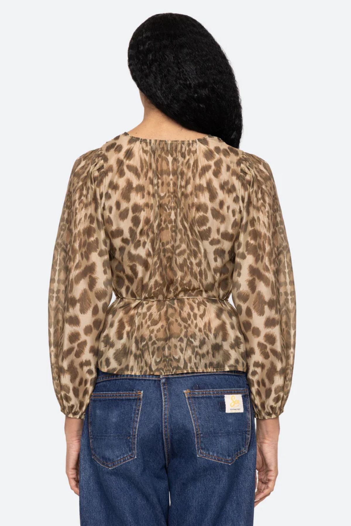 Sea NY Claude Leopard Print Top - Cream