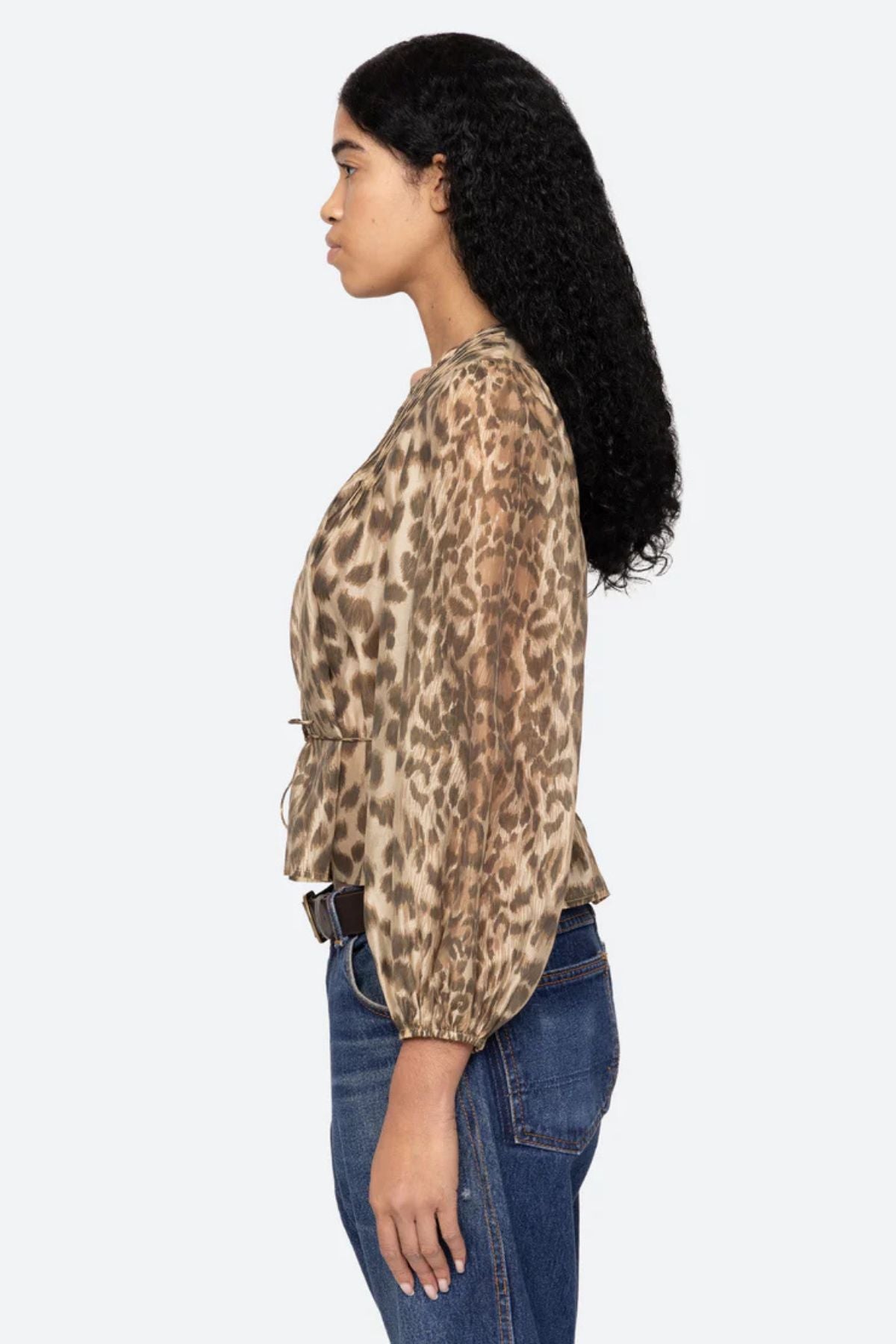 Sea NY Claude Leopard Print Top - Cream