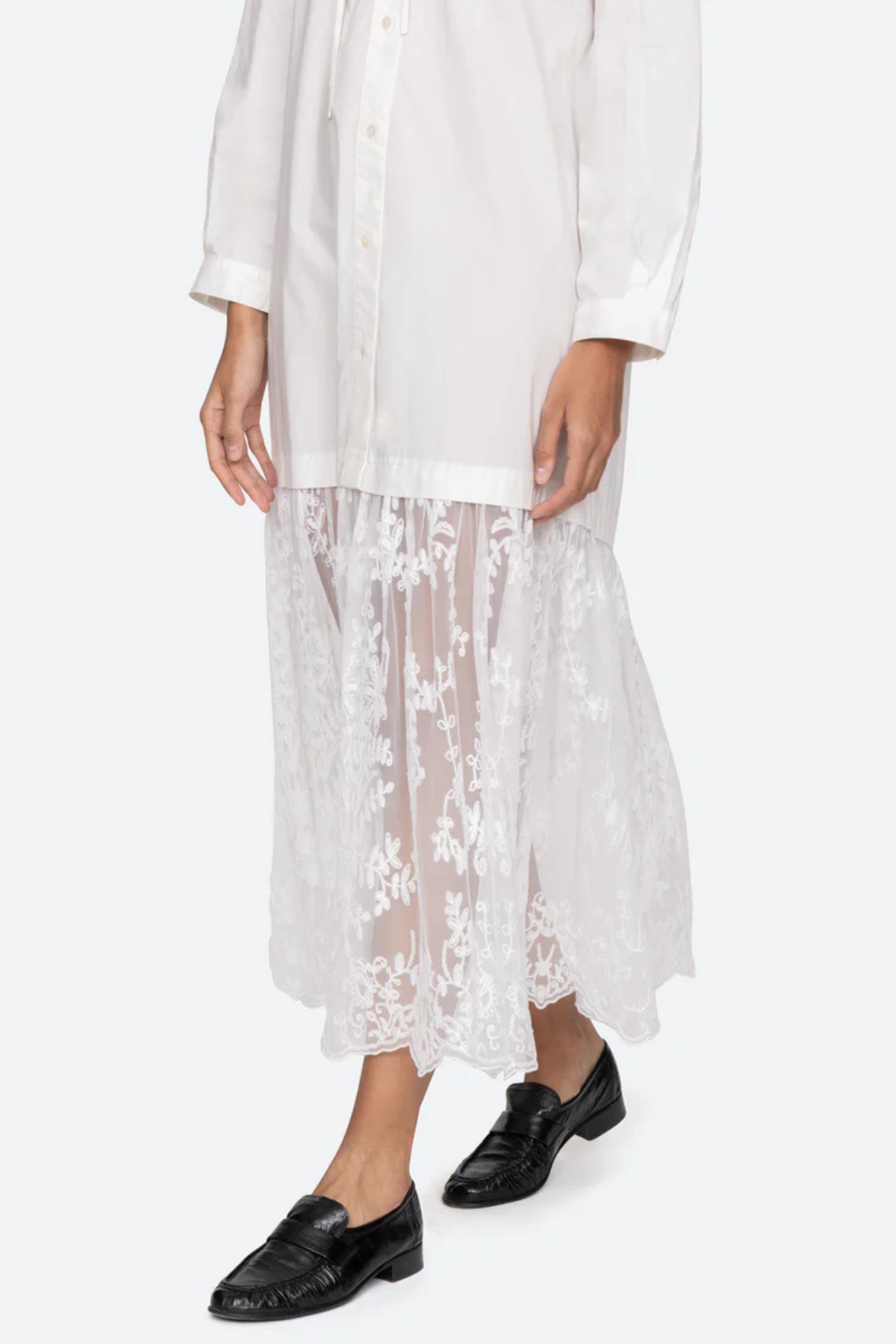 Sea NY Marja Embroidery Hoodie Dress - Pearl