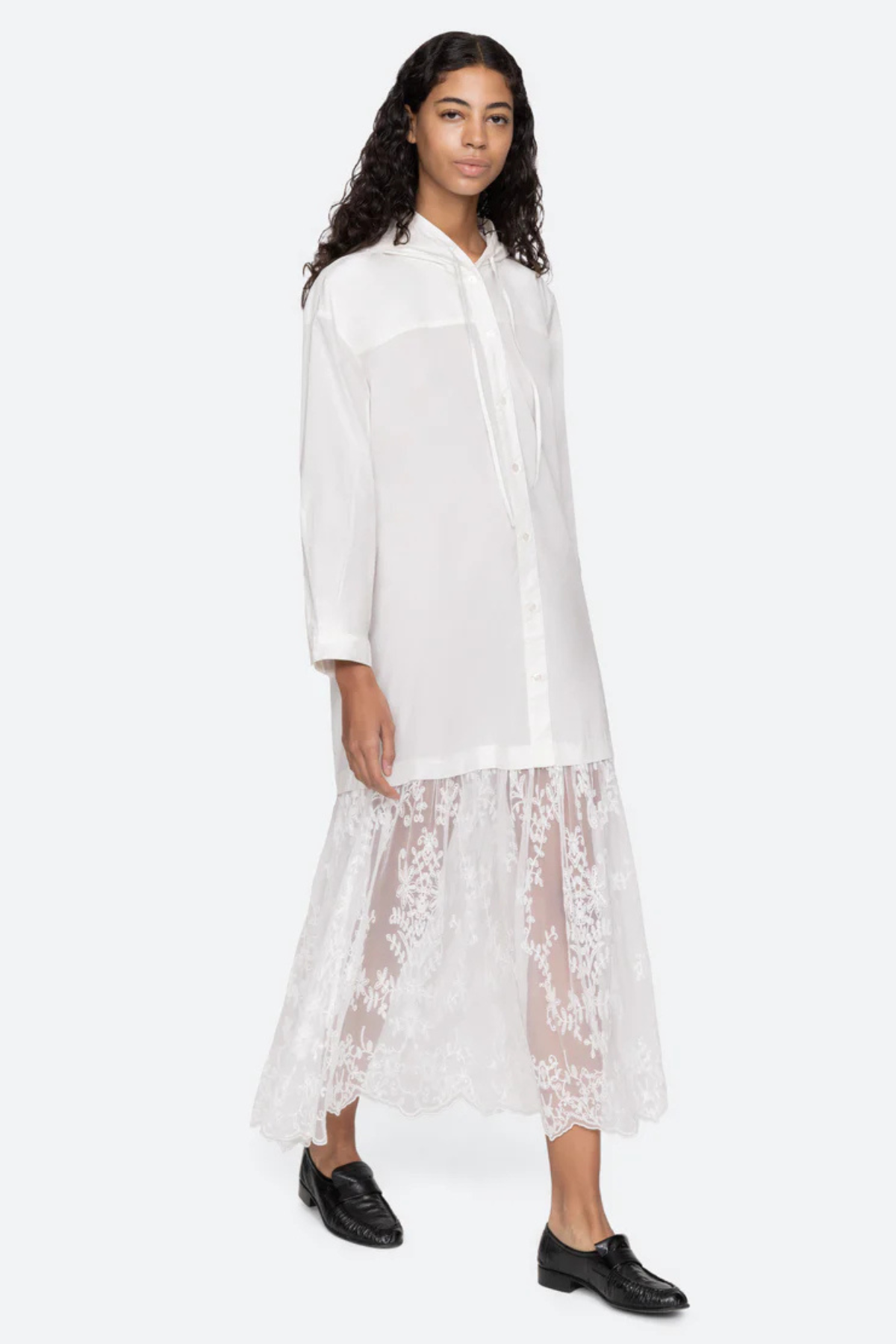 Sea NY Marja Embroidery Hoodie Dress - Pearl
