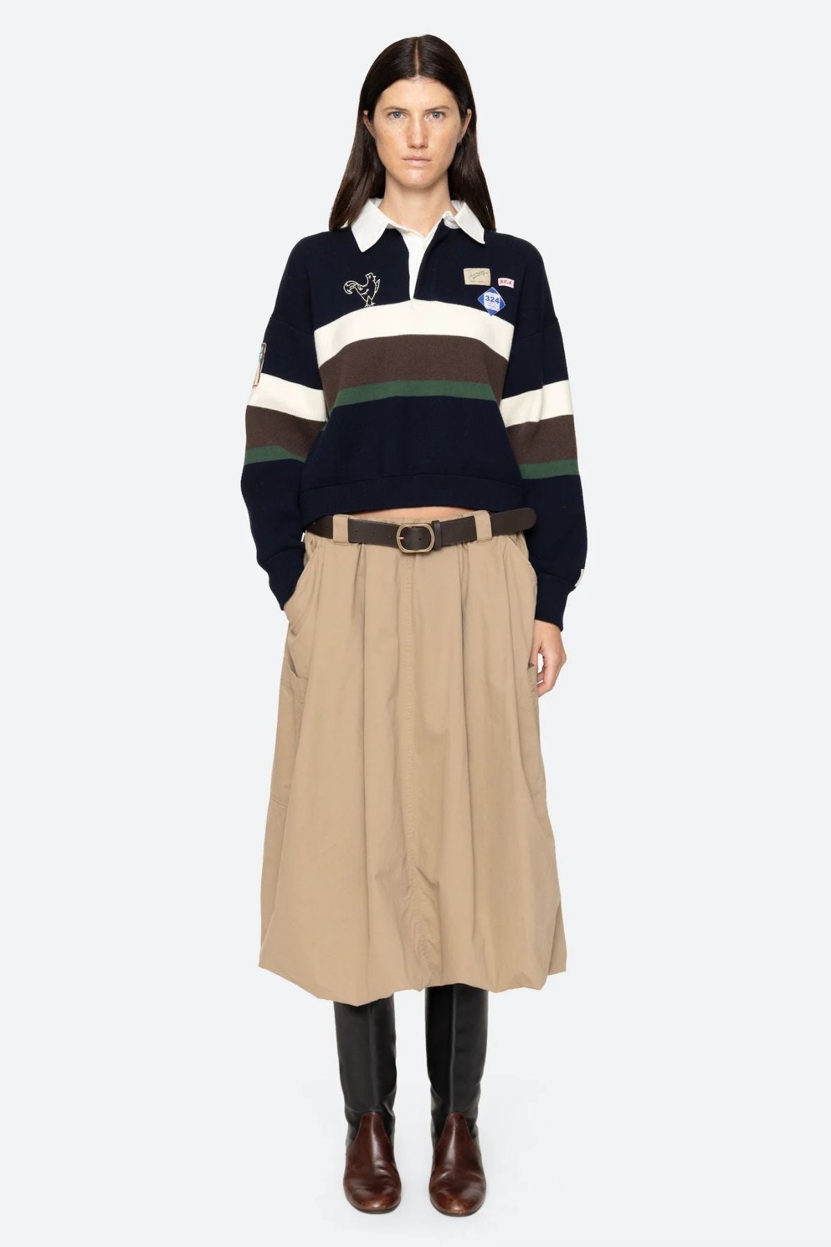 Sea NY Sullivan Belted Bubble Skirt - Camel