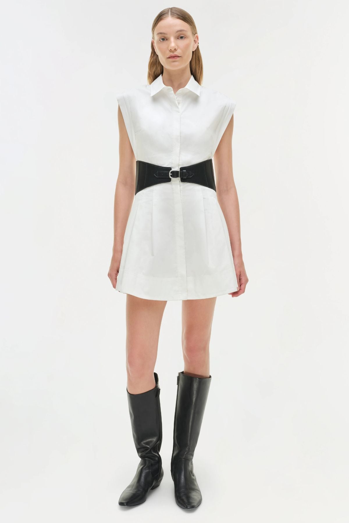 Simkhai Adler Belted Dress - White