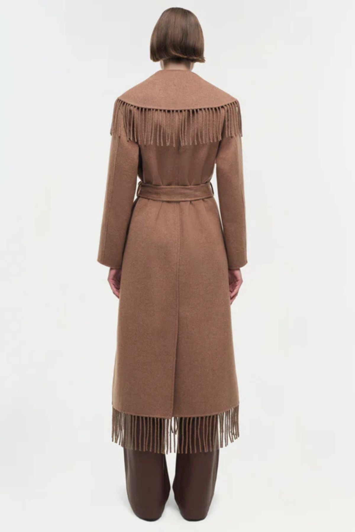 Simkhai Carrie Fringe Robe Coat - Camel