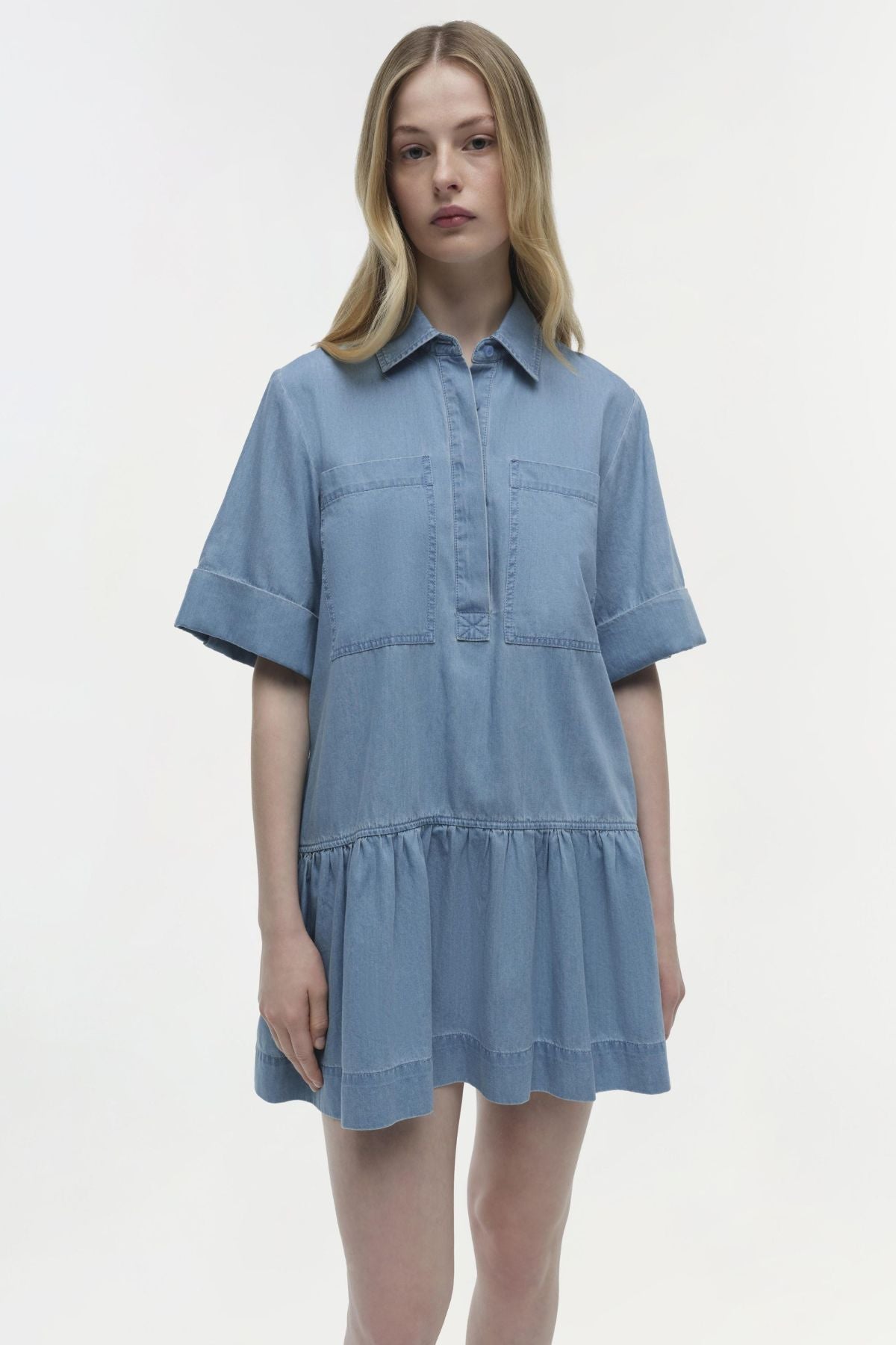 Simkhai Cris Short Sleeve Shirt Dress - Stratus