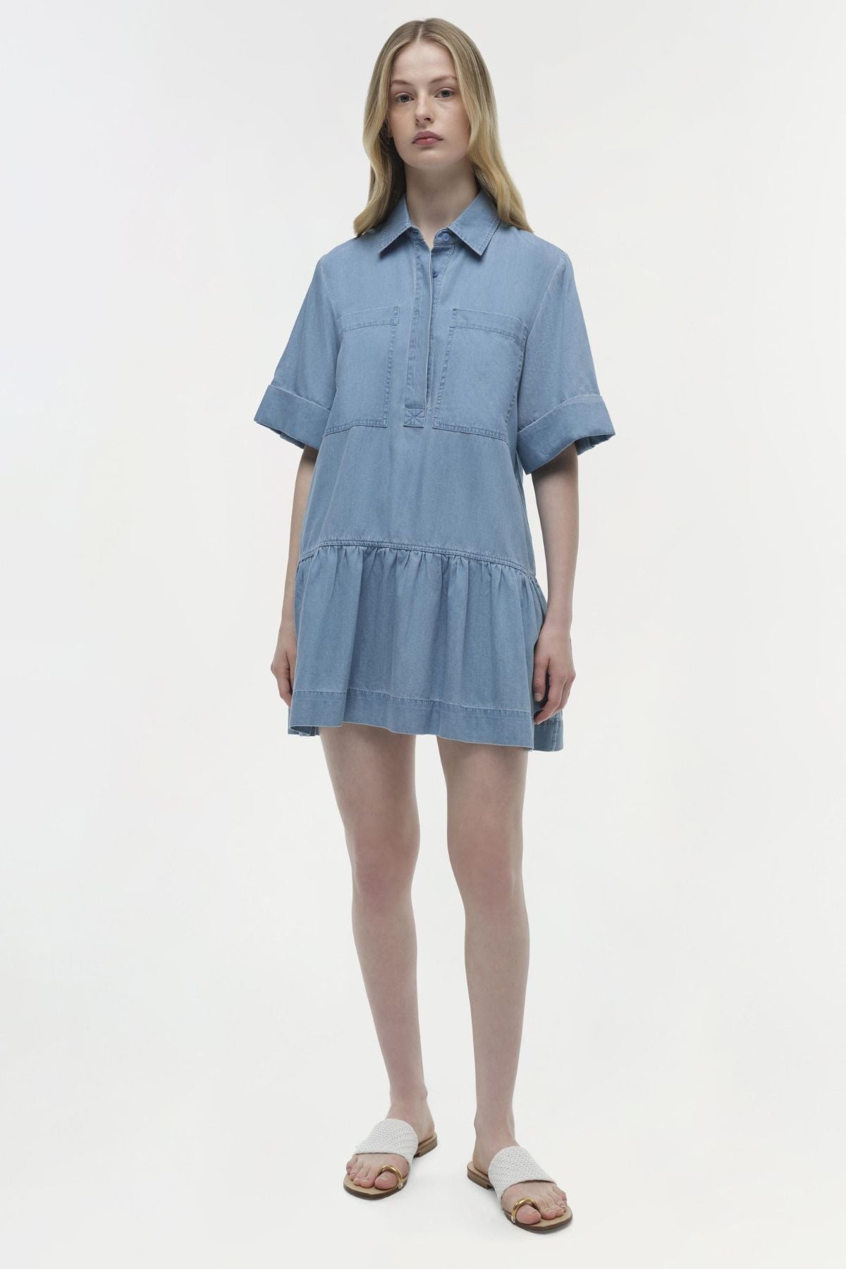 Simkhai Cris Short Sleeve Shirt Dress - Stratus