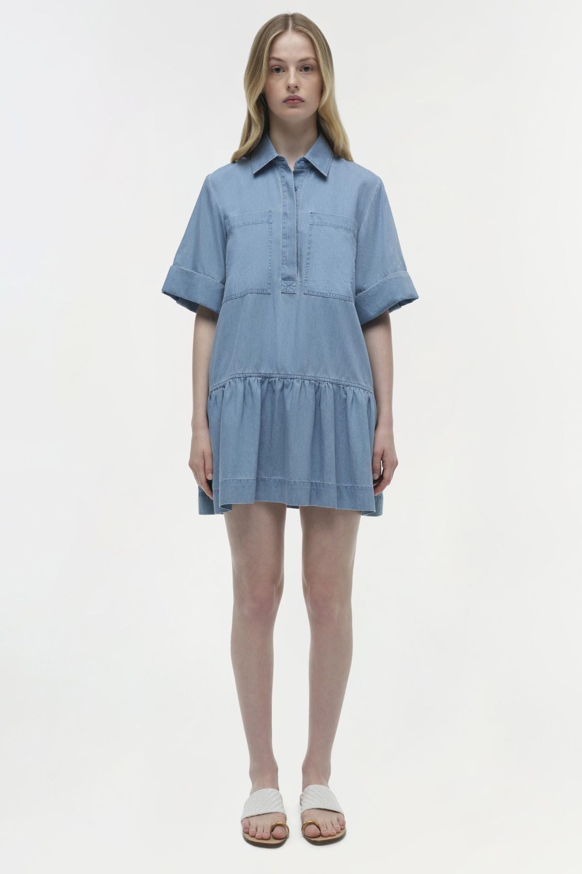 Simkhai Cris Short Sleeve Shirt Dress - Stratus