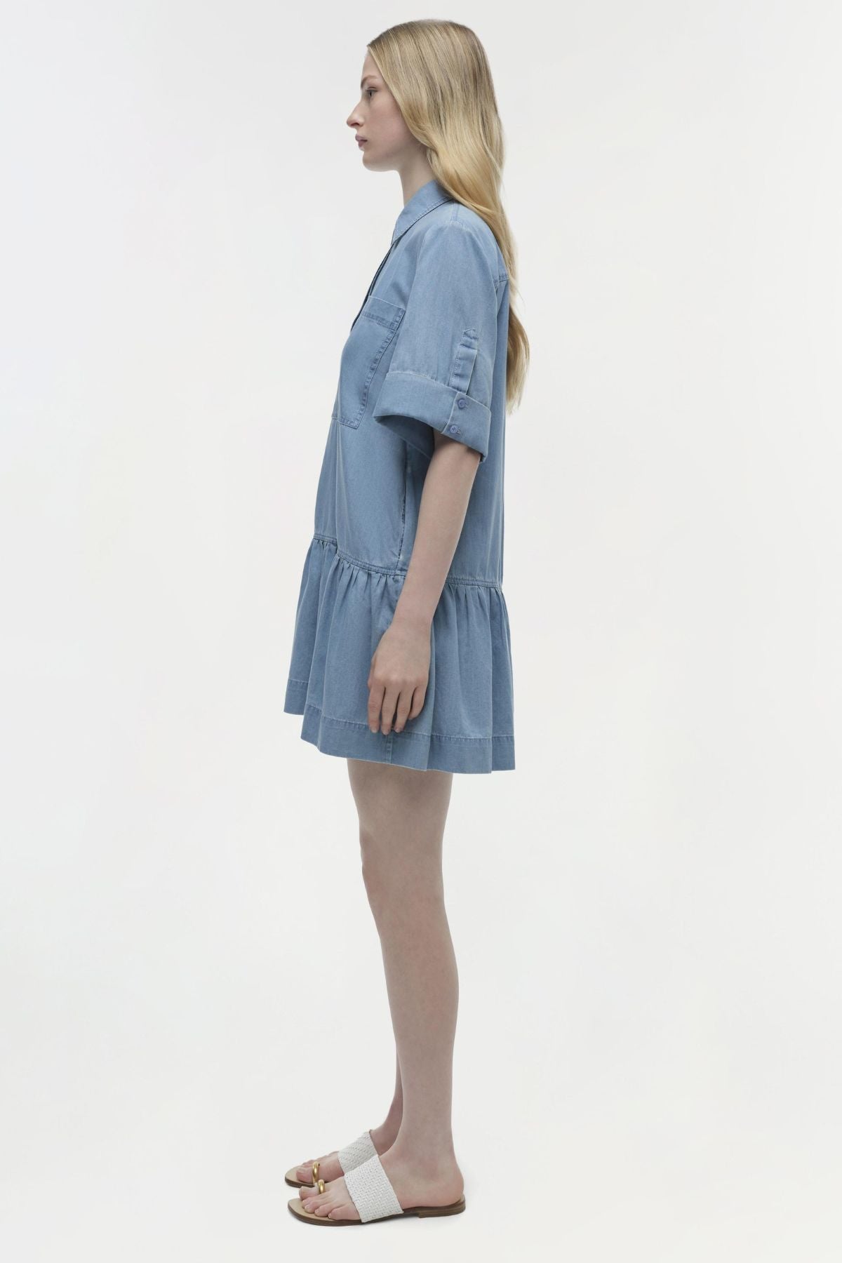 Simkhai Cris Short Sleeve Shirt Dress - Stratus