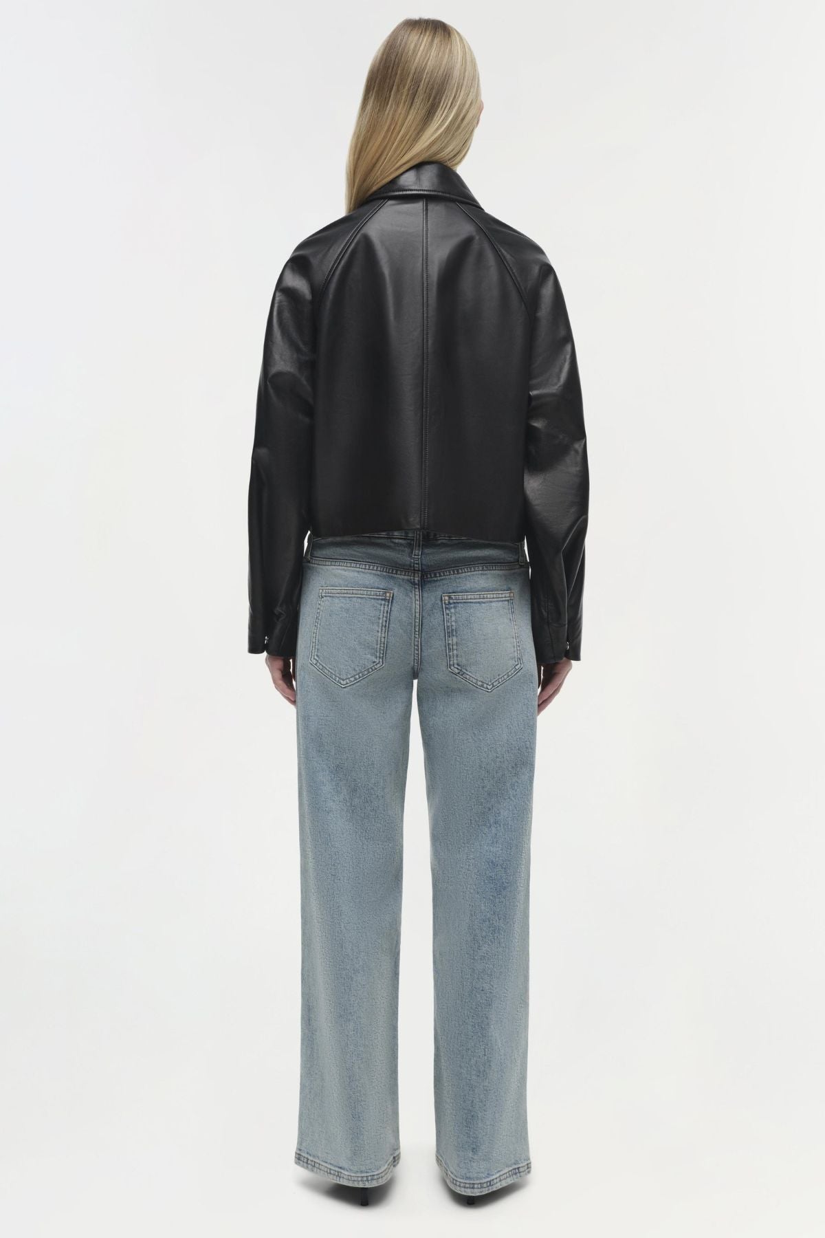 Simkhai Everli Cropped Leather Jacket - Black