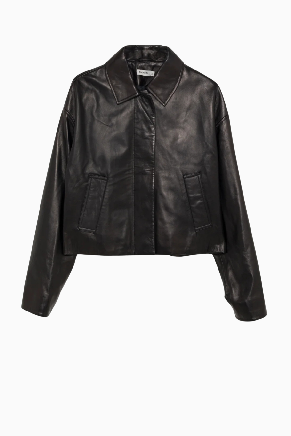 Simkhai Everli Cropped Leather Jacket - Black